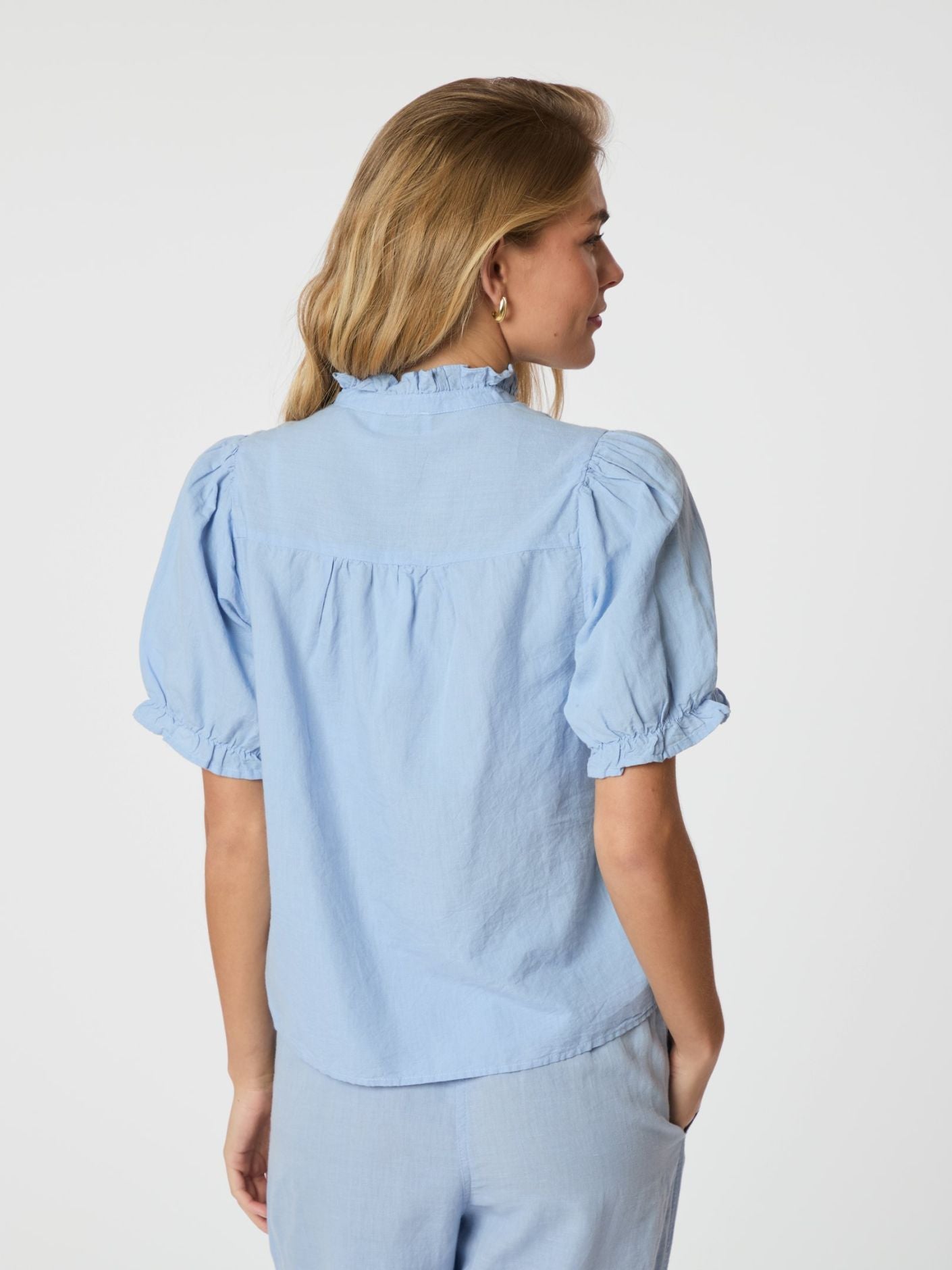 Odesa Linen Blouse Light Blue - Sky Blue