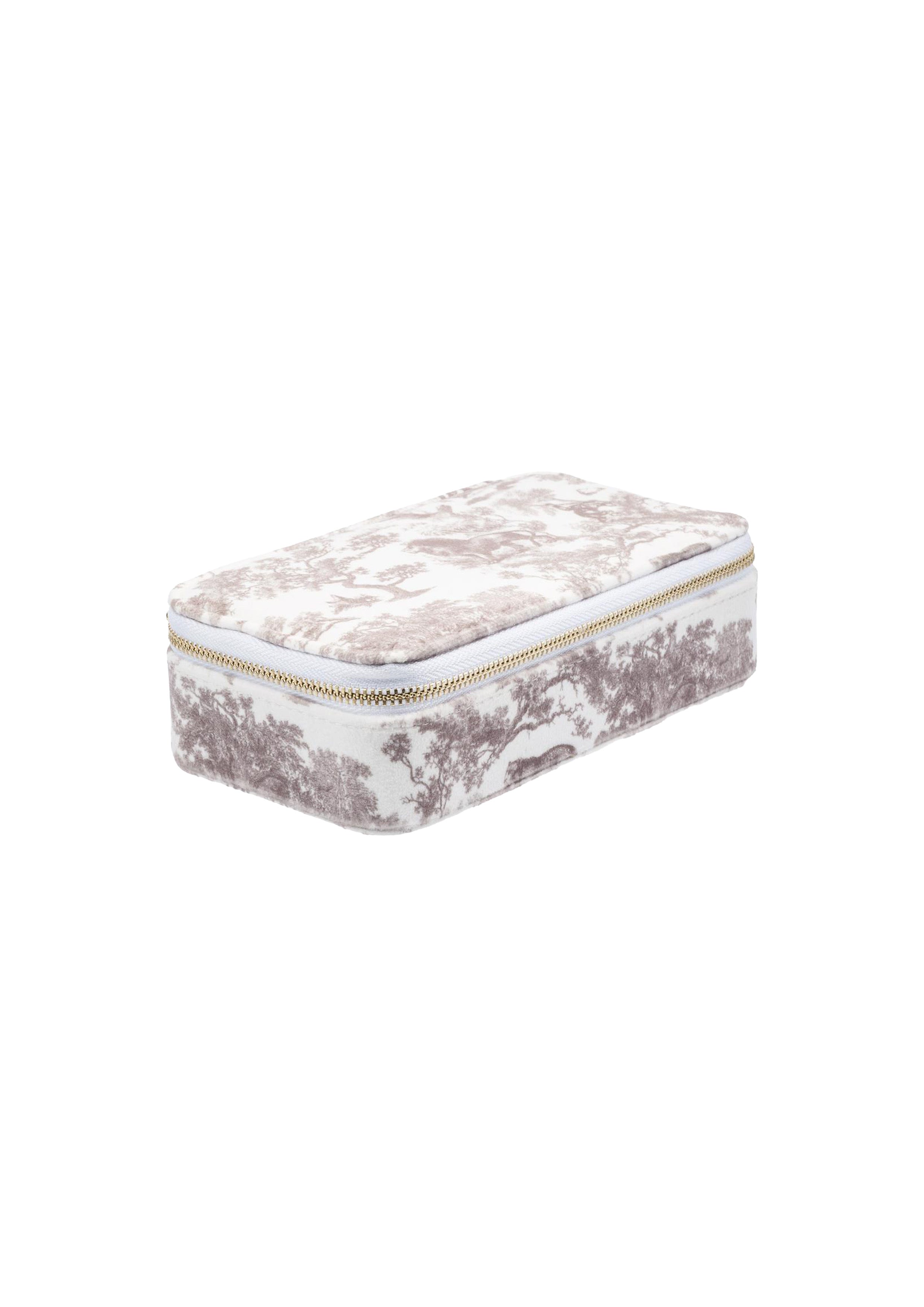 Velvet Jewellery Box Warm Taupe Savannah Print - Beige