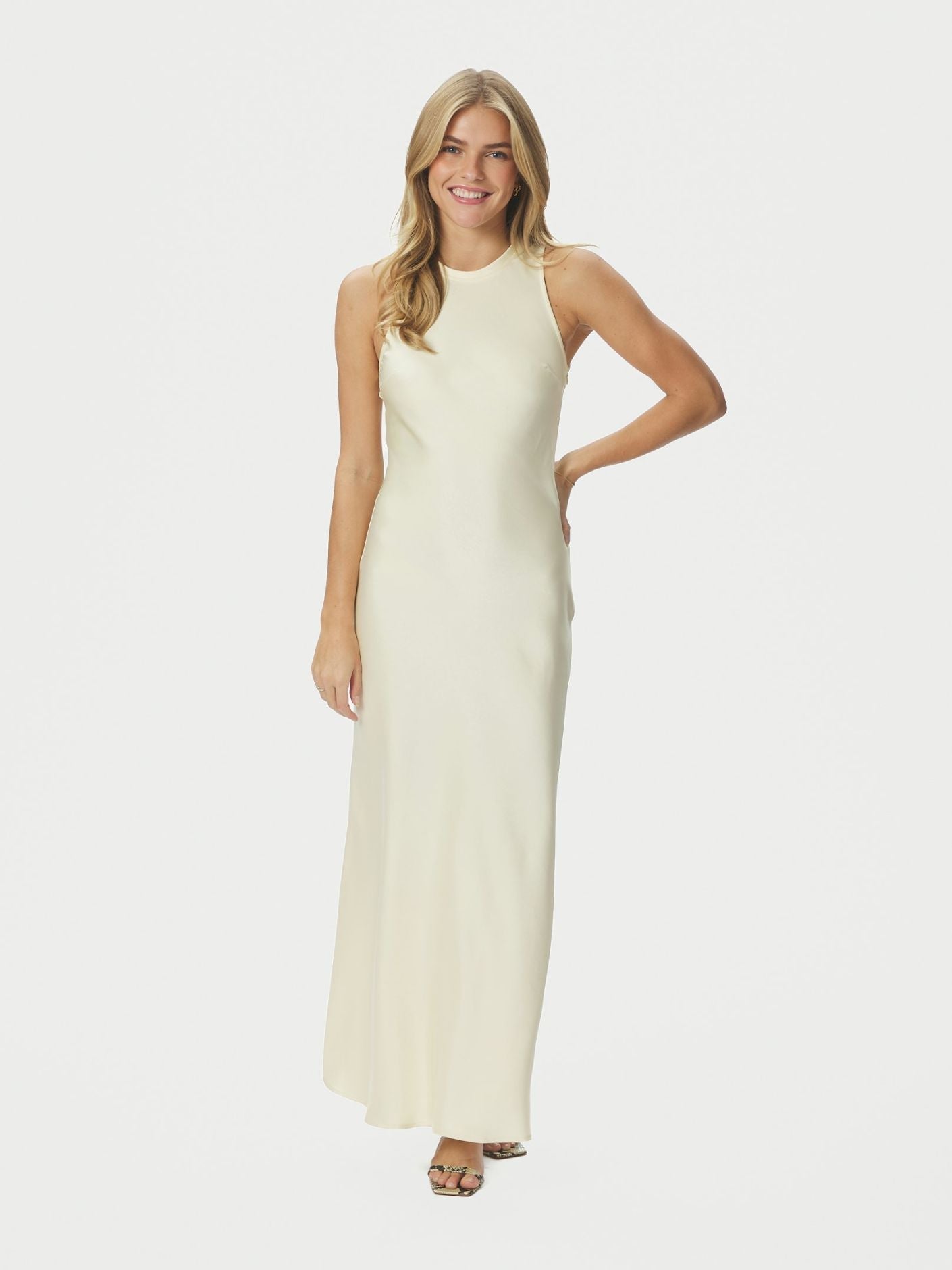 Celinie Heavy Sateen Dress Light Yellow - Cream