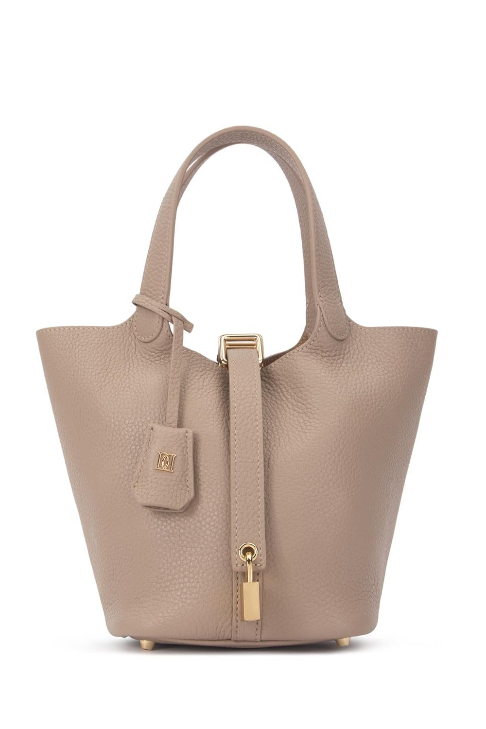 Leather Bucket Bag Mini Dark Sand - Beige