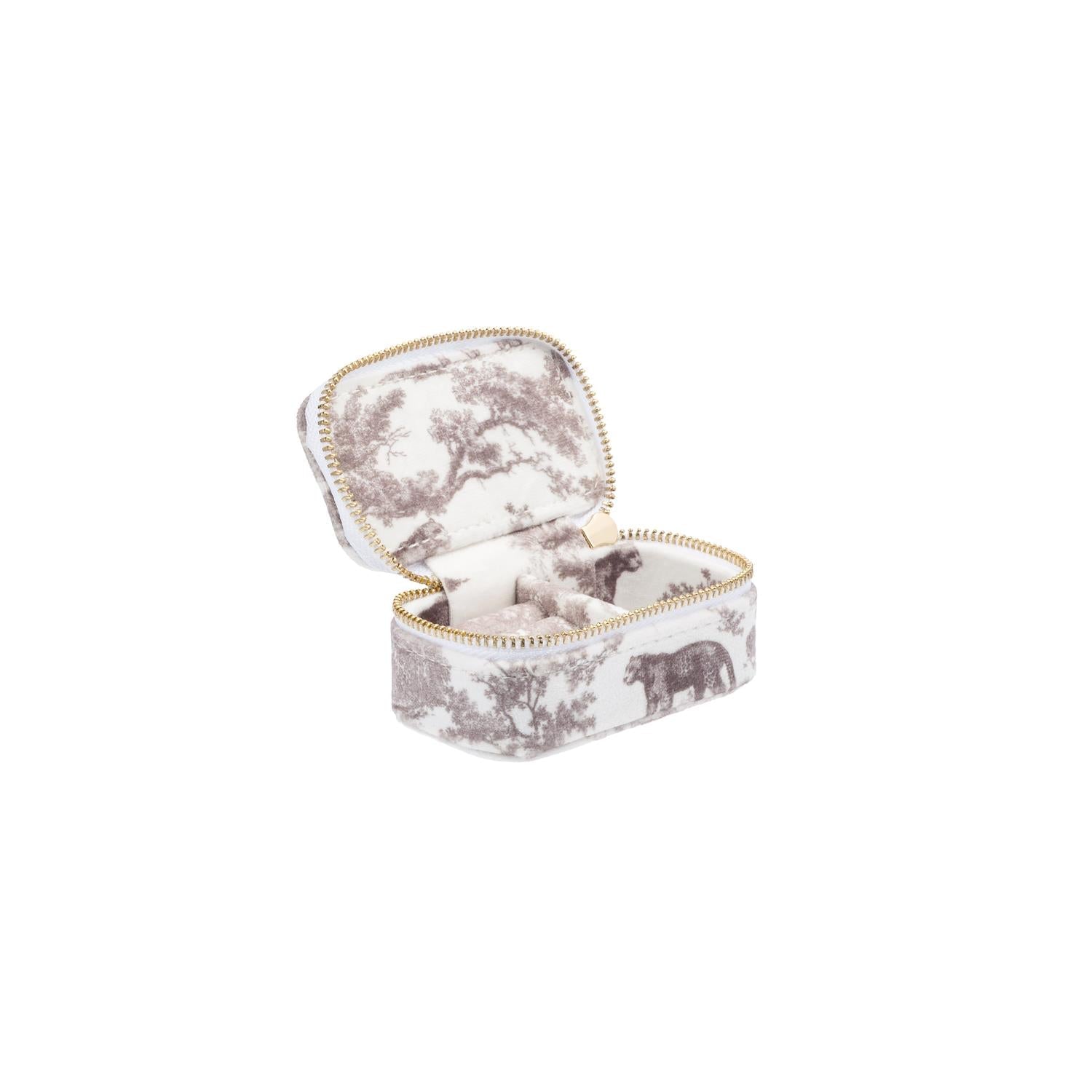 Velvet Jewellery Box Micro Warm Taupe Savannah Pattern - Beige