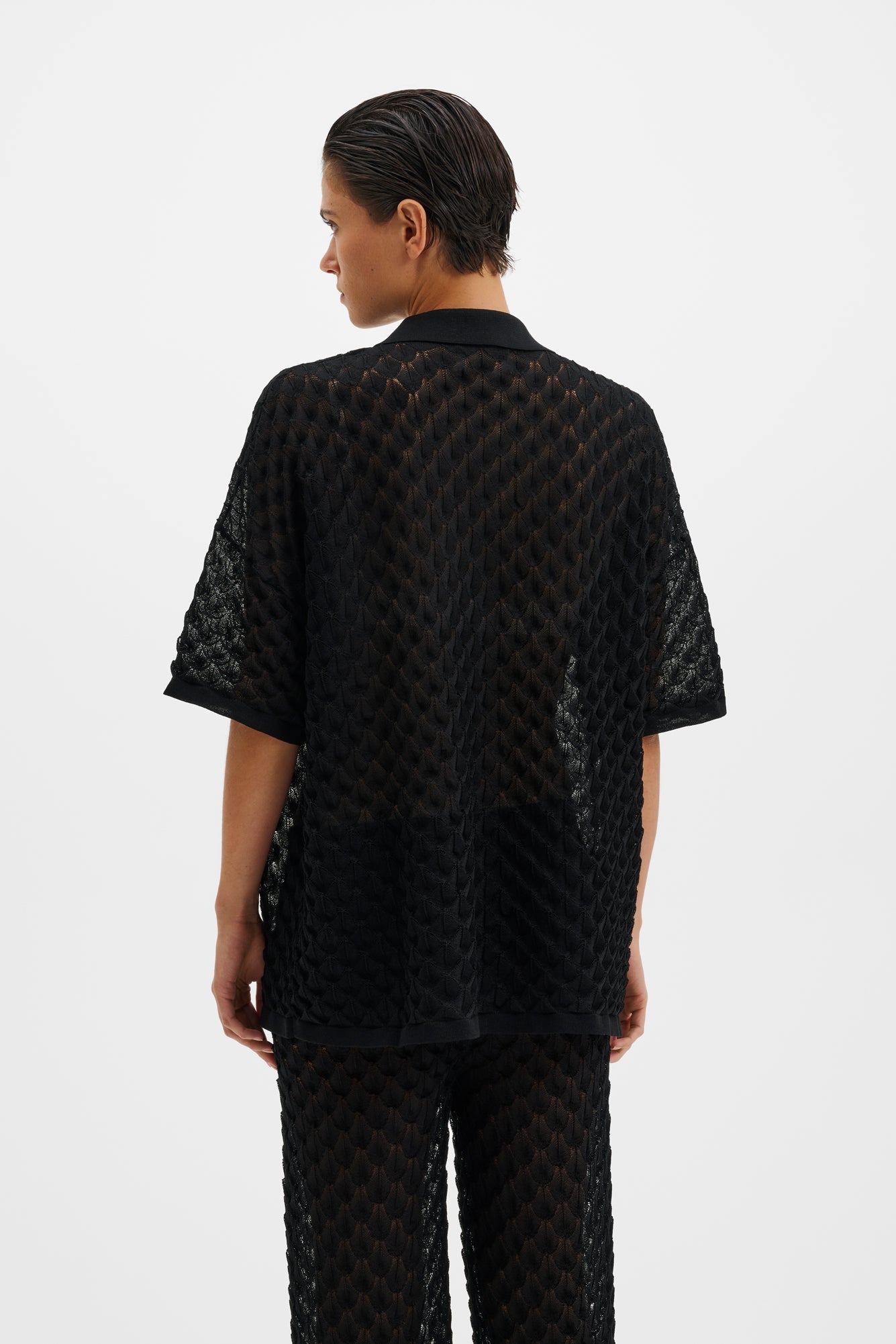 Moa Oversized Knitted Shirt Black - Black