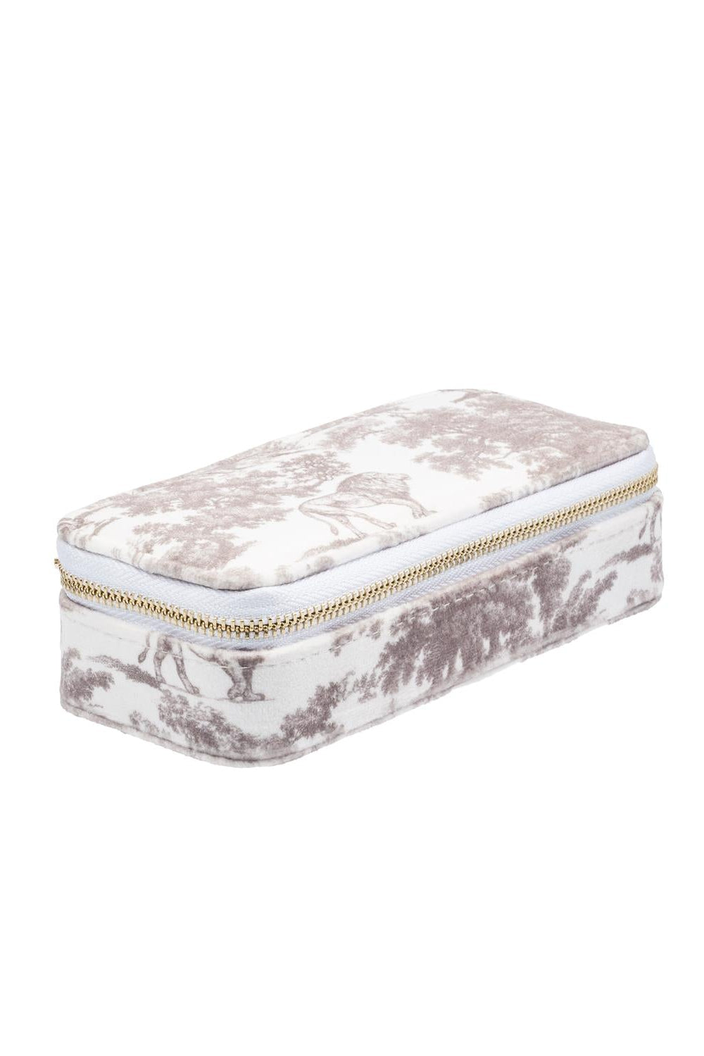 Velvet Jewellery Box Mini Warm Taupe Savannah Pattern - Beige