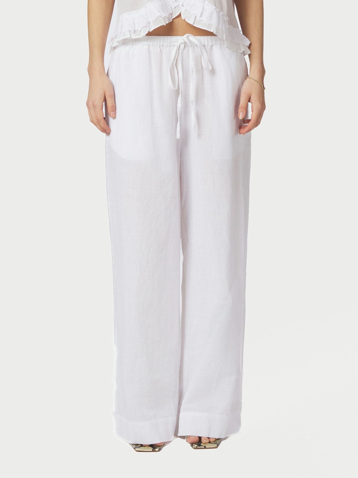 Heifa linen pants white - White