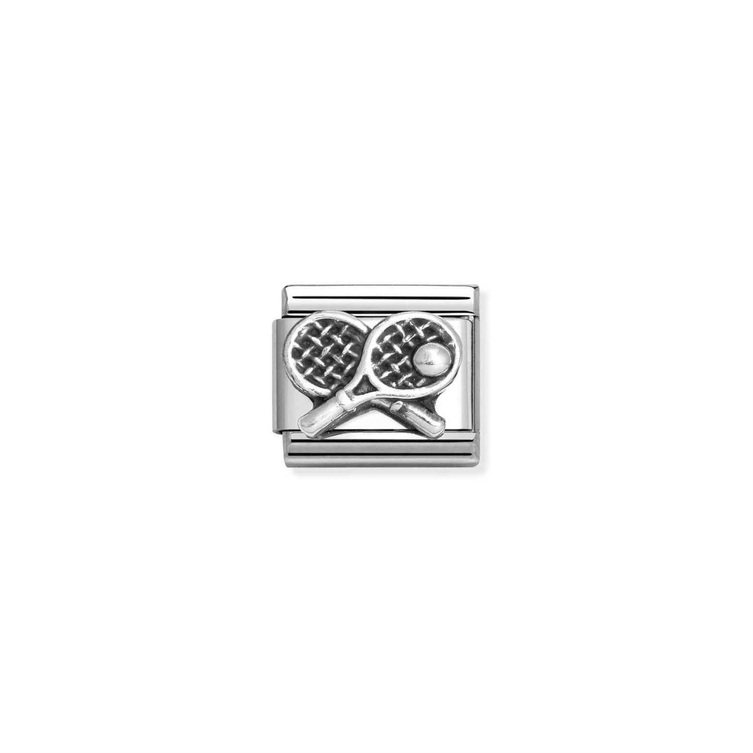 Tennis Racket Silver Charm - Silver