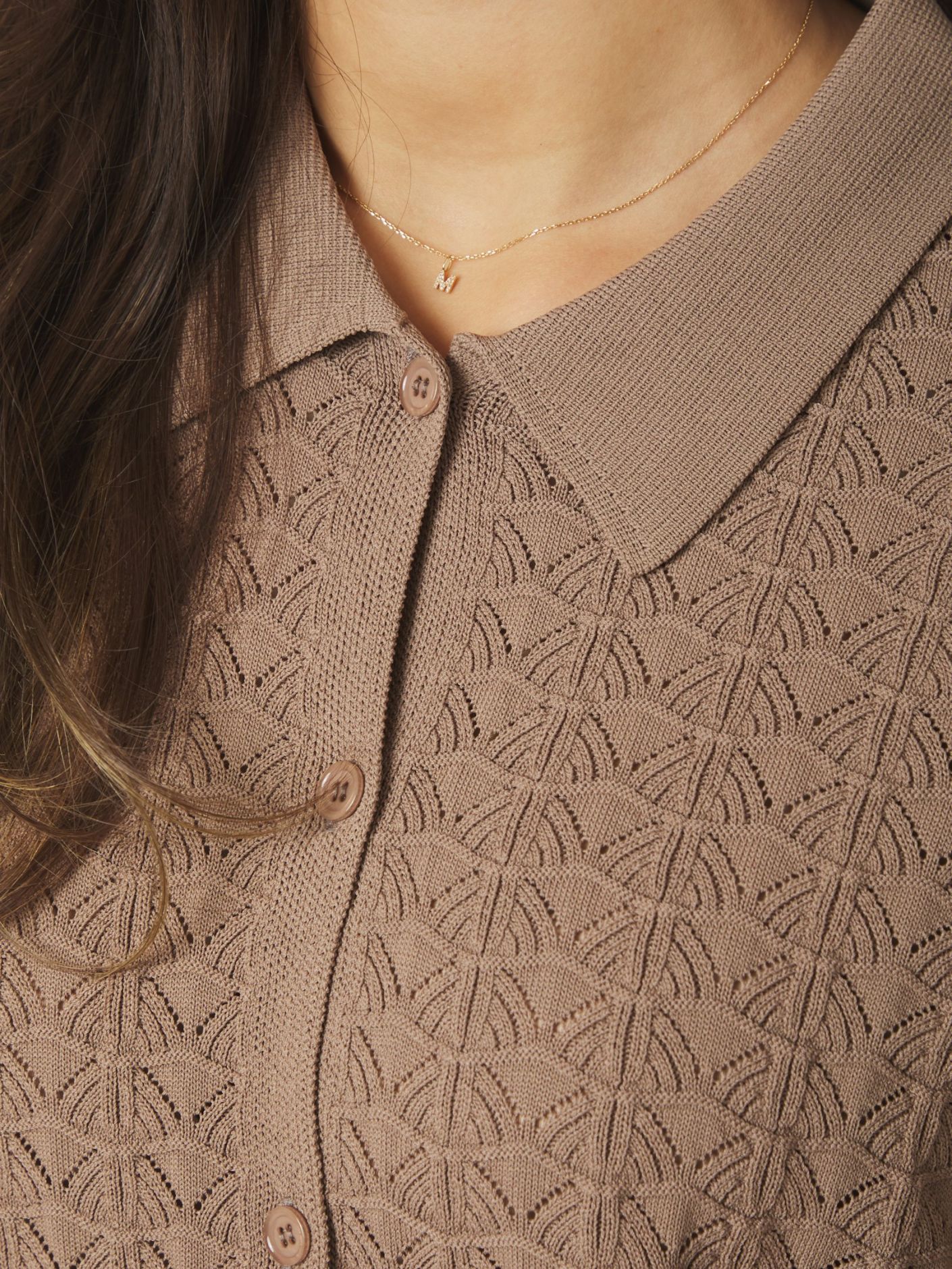 Sette Fine Crochet Blouse Taupe - Beige
