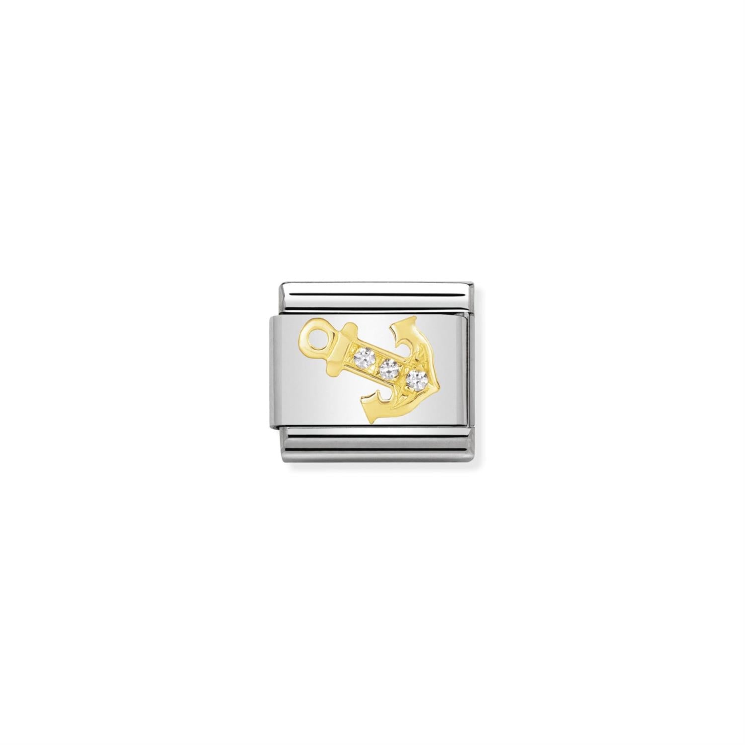 White Anchor Link Charm for Composable Bracelet - Silver