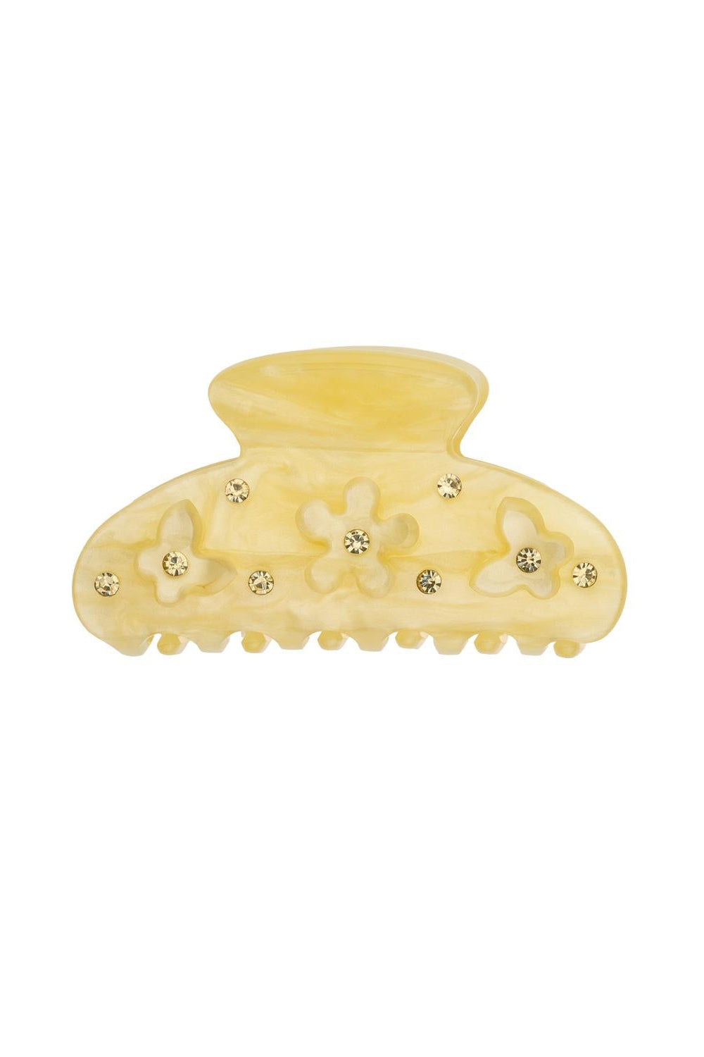 Flower & Butterfly Hair Claw Small Pale Yellow - Yellow