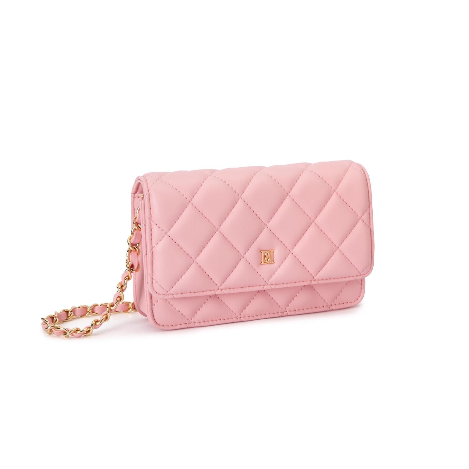Leather Quilted Mini Bag Pale Rose - Pink
