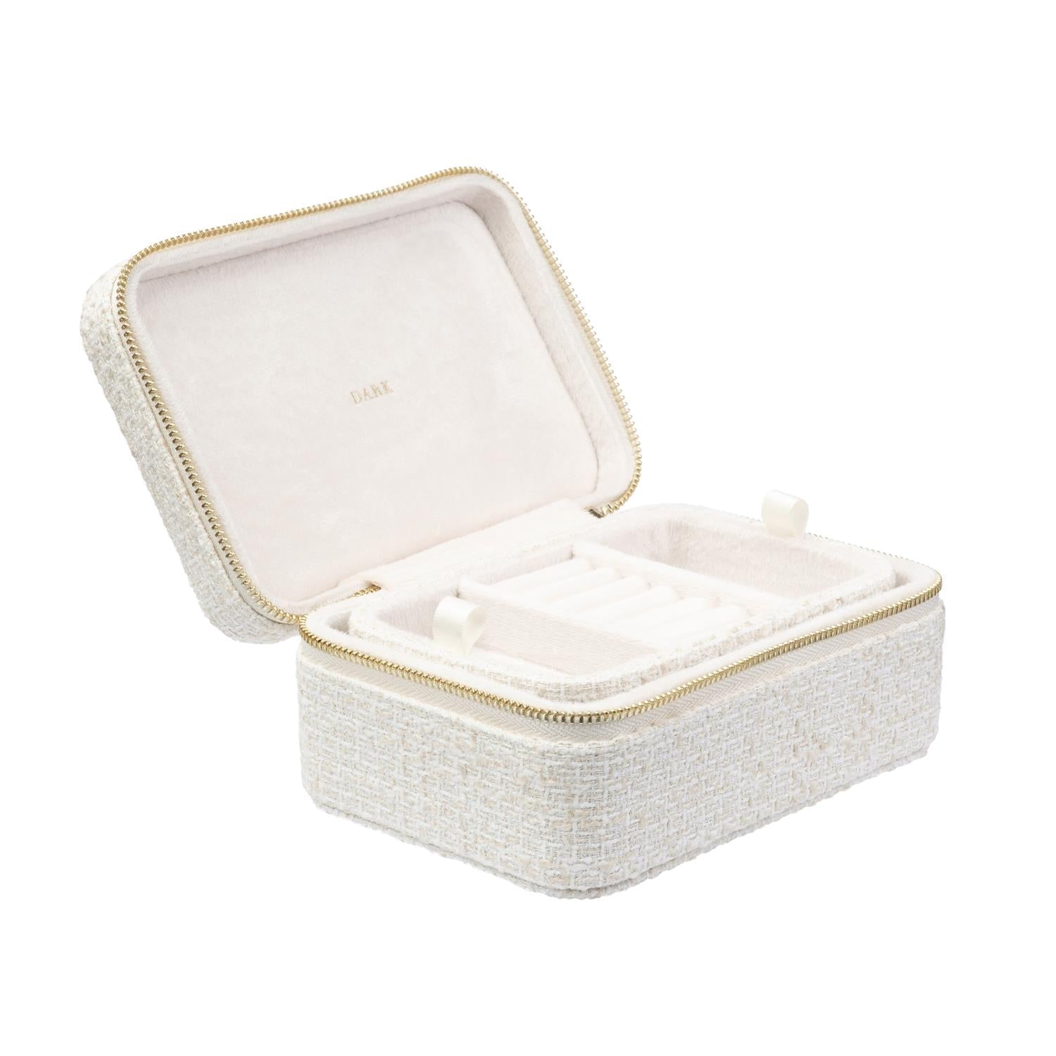 Tweed Jewellery Box Off White w/ Sand - Off-White