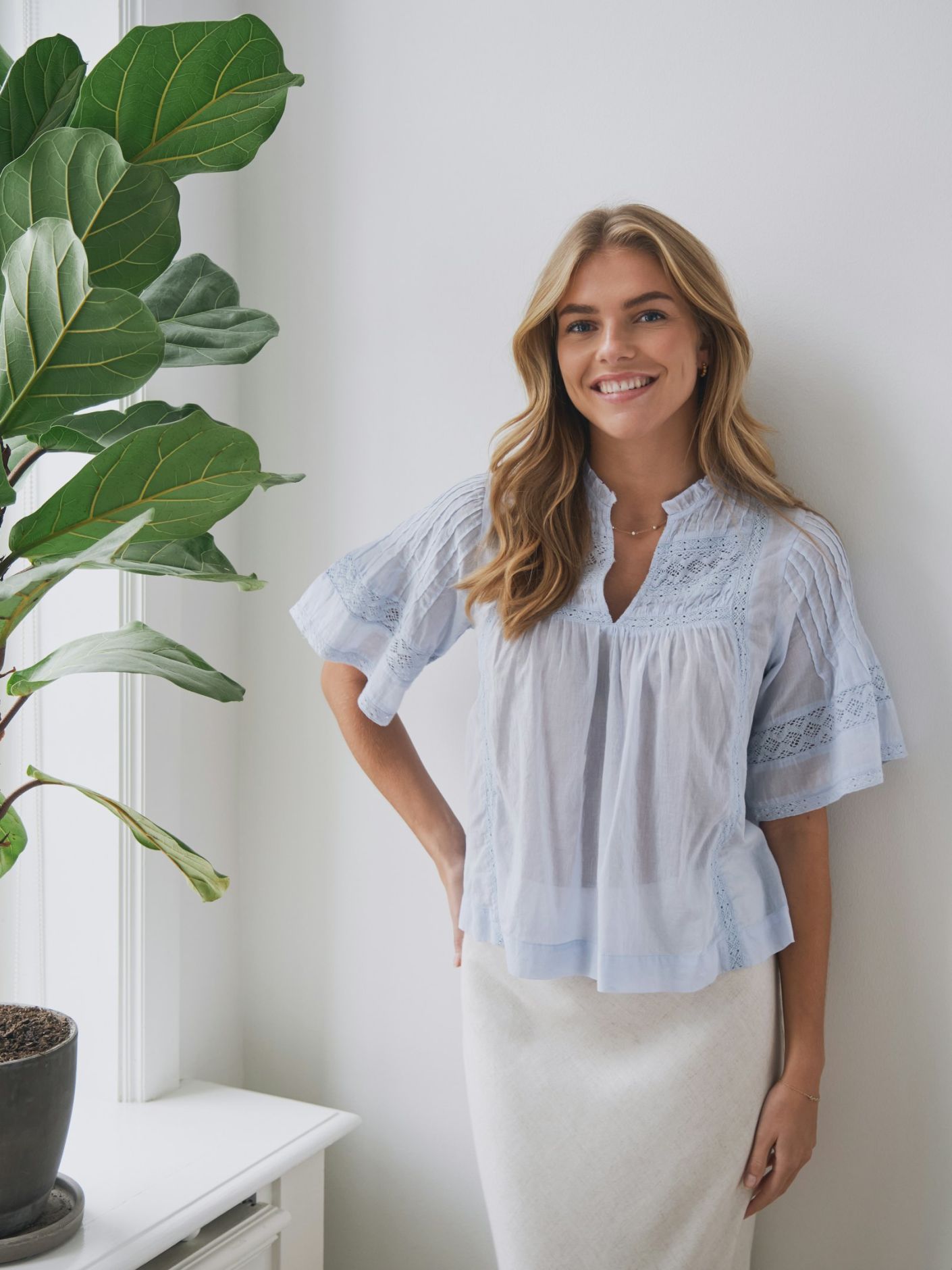 Siama S Voile Blouse Light Blue - Sky Blue