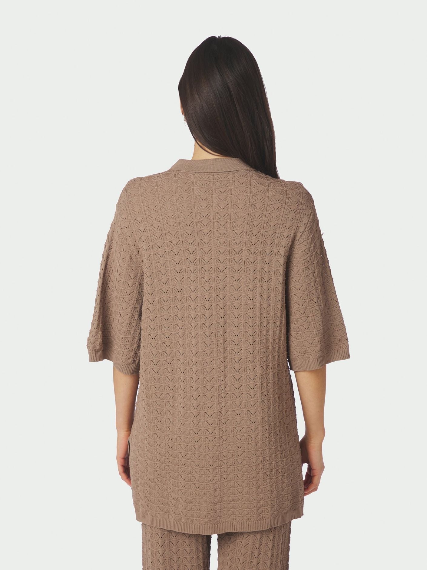 Sette Fine Crochet Blouse Taupe - Beige