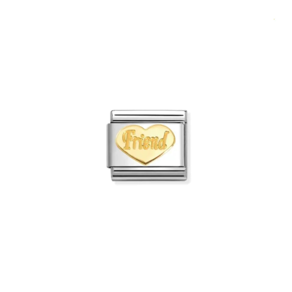 Friend Heart Gold Link Charm - Silver