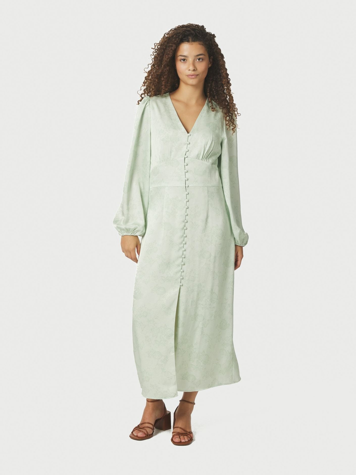 Alto Pattern Sateen Dress Light Green - Sage