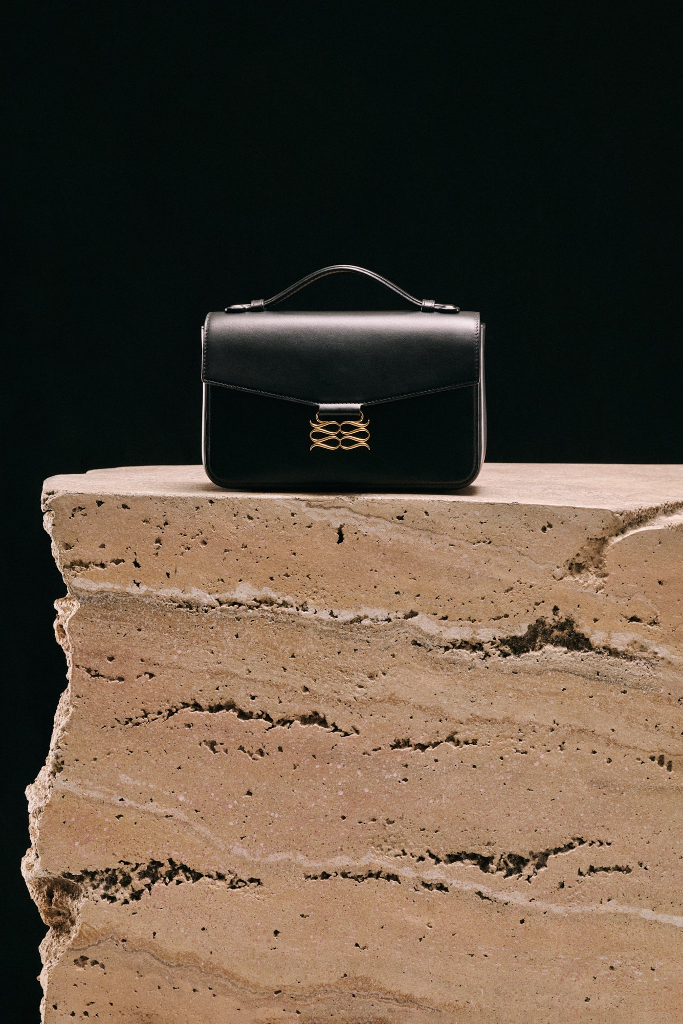 Monogram Leather Shoulder Bag Black - Black