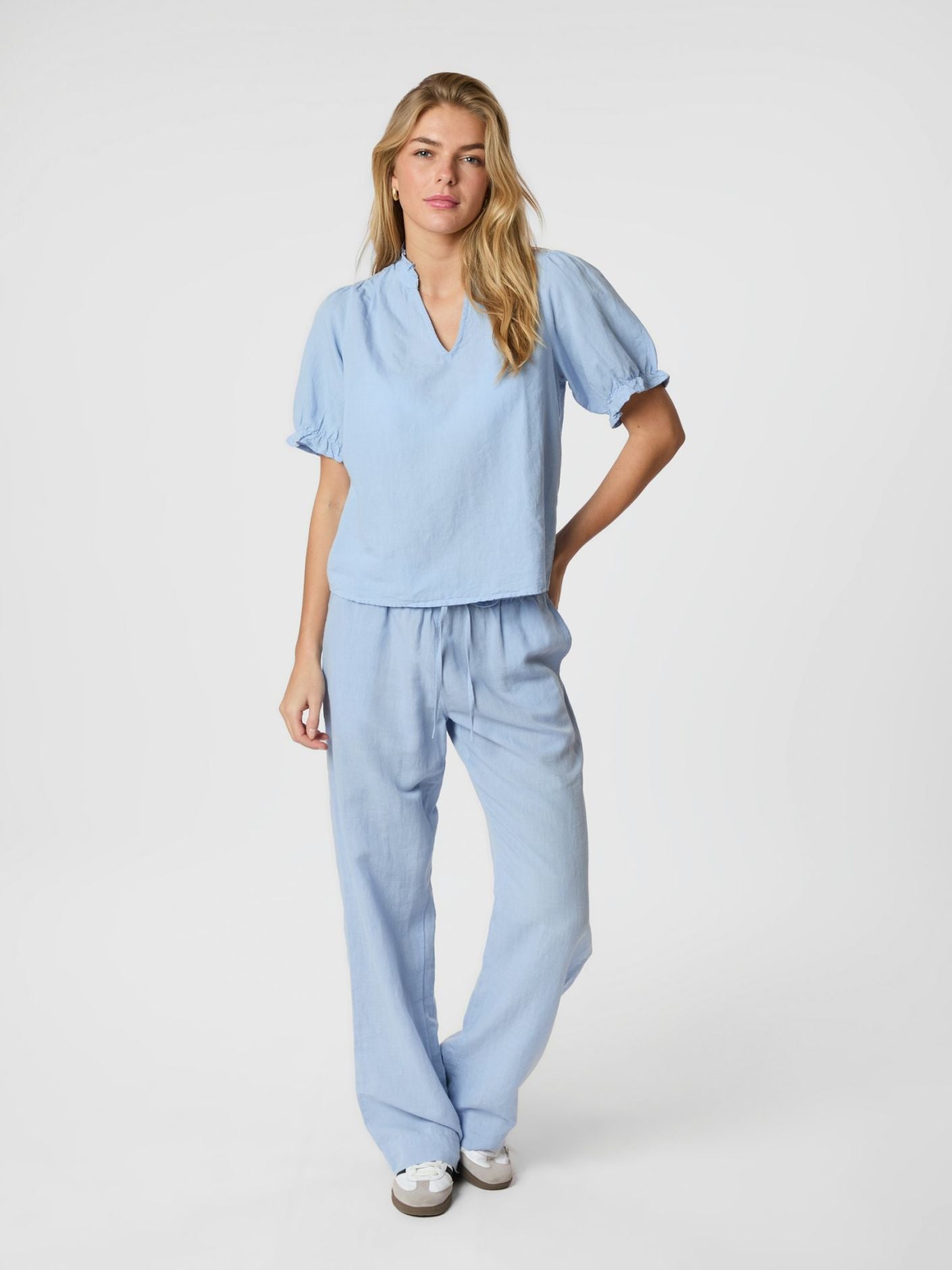 Odesa Linen Blouse Light Blue - Sky Blue