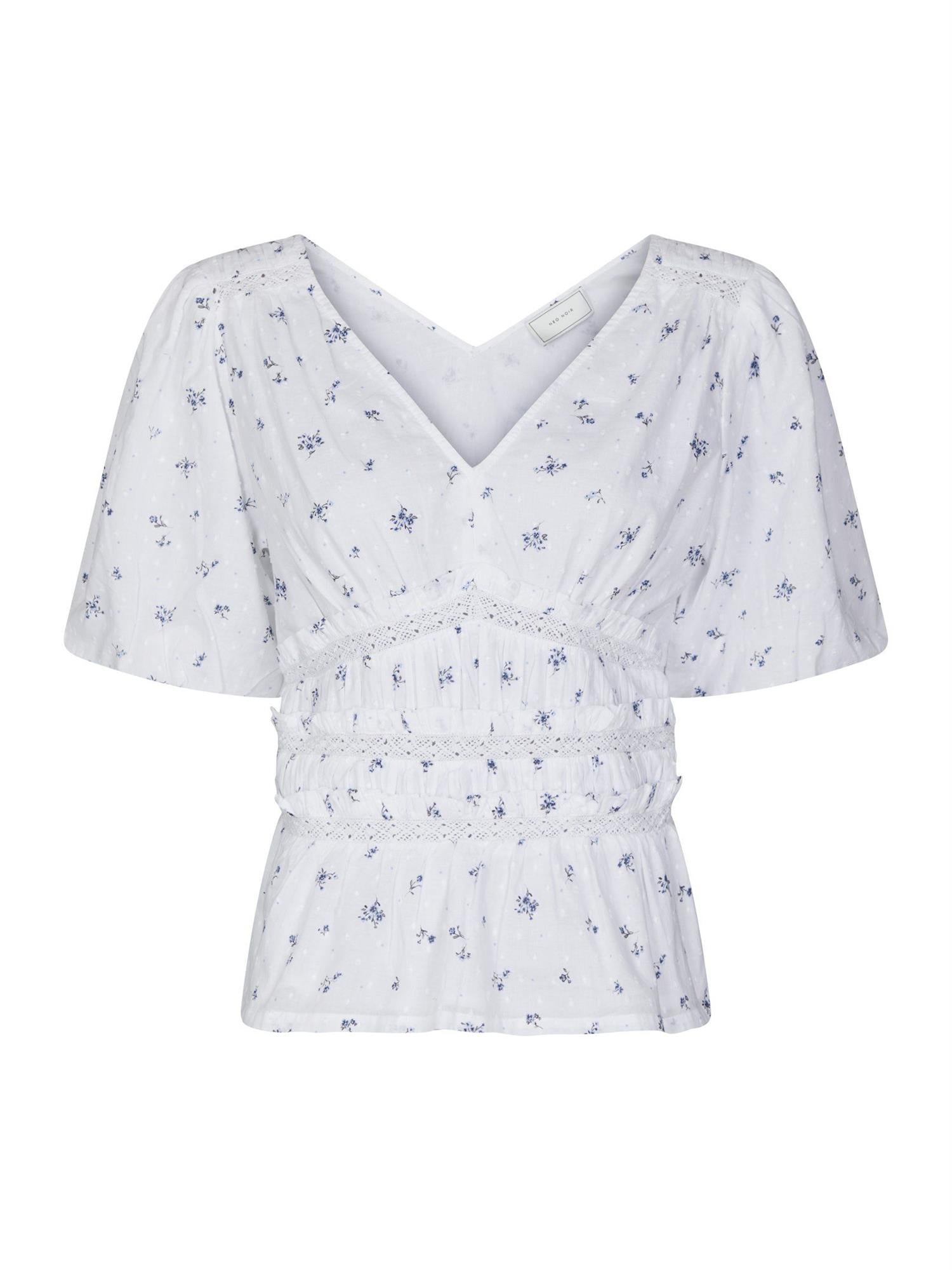 Sapura Flower Dobby Blouse Blue Flower - Sky Blue