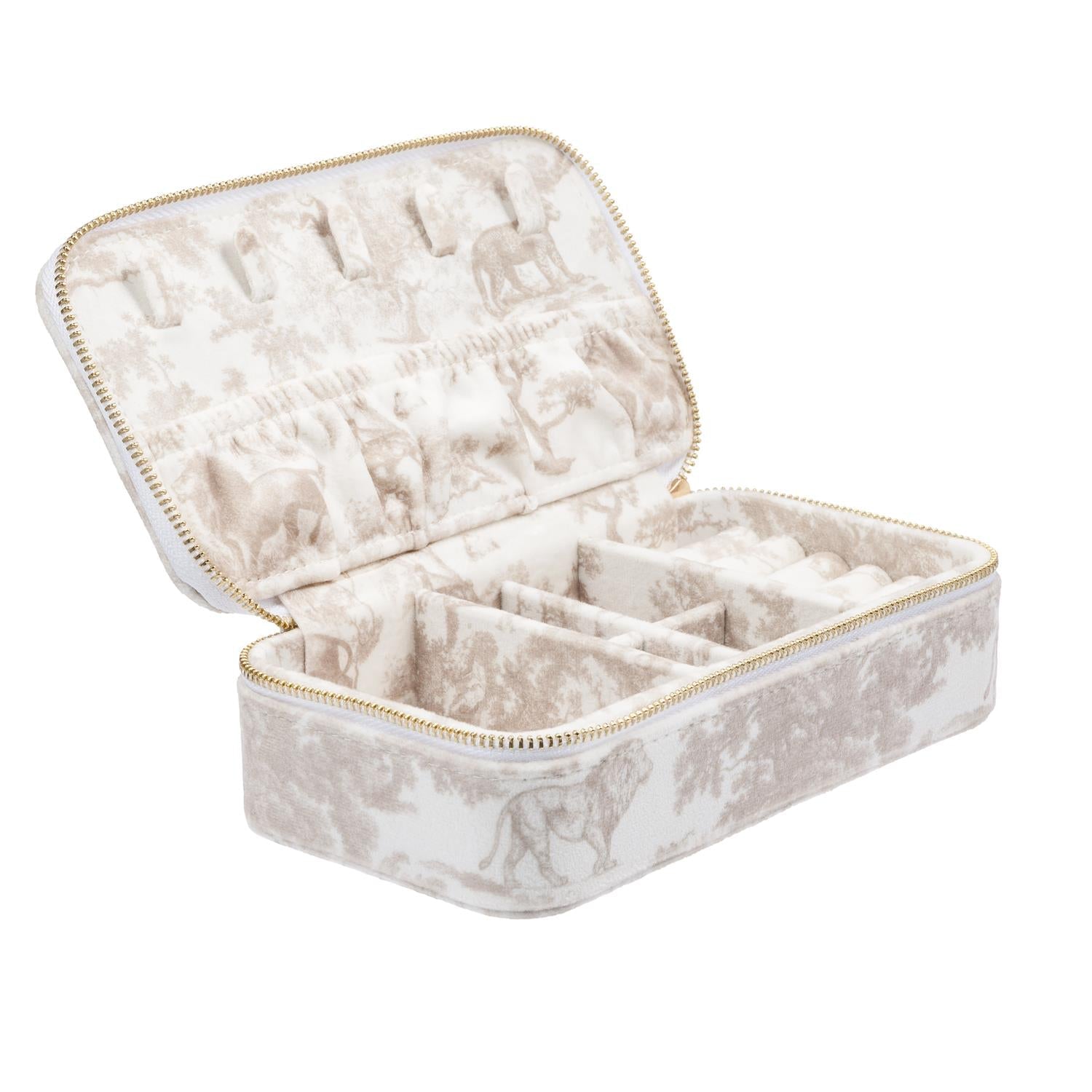 Velvet Jewellery Box Sand Savannah Print - Beige