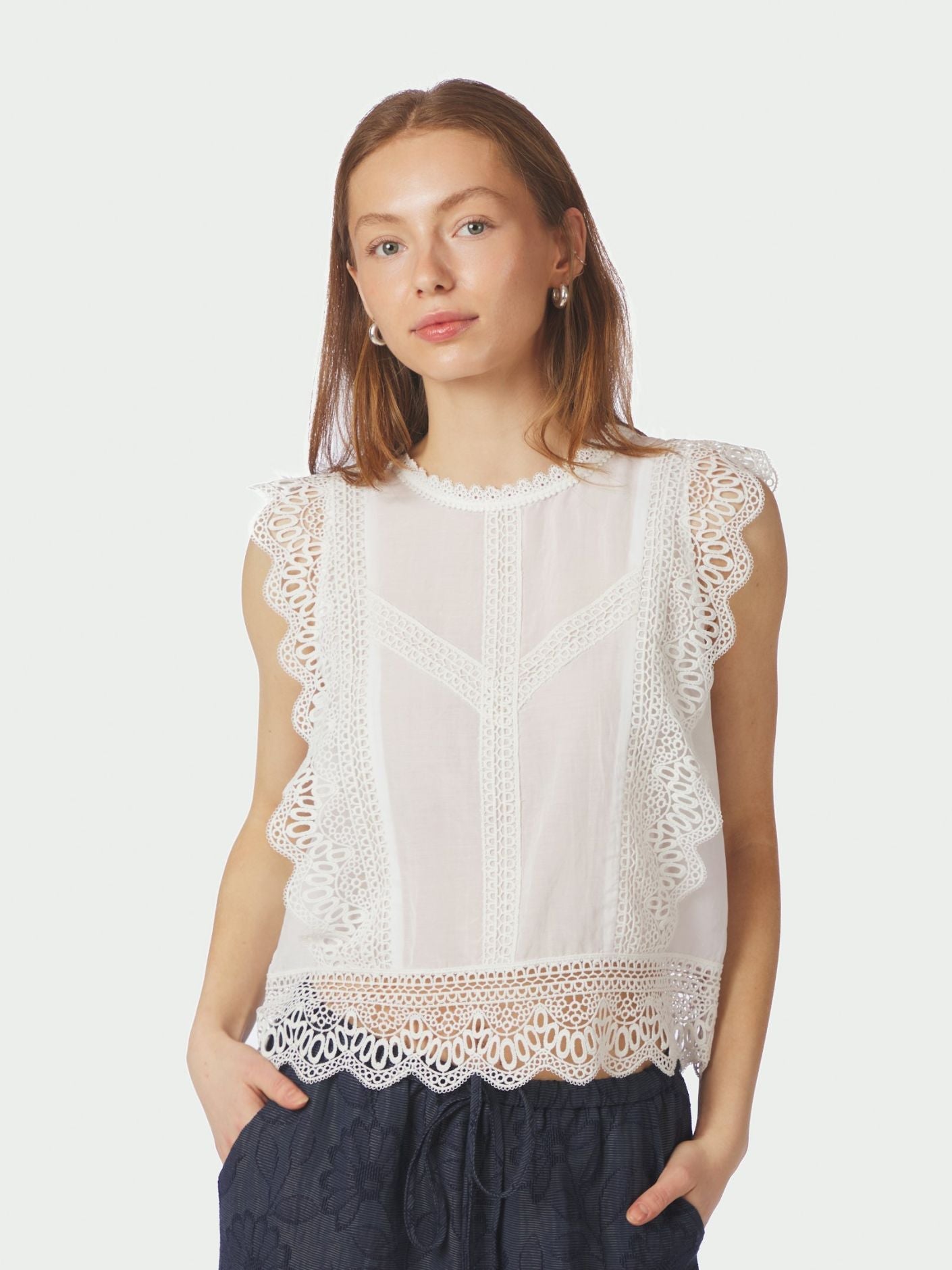 Samia Lace Top White - White