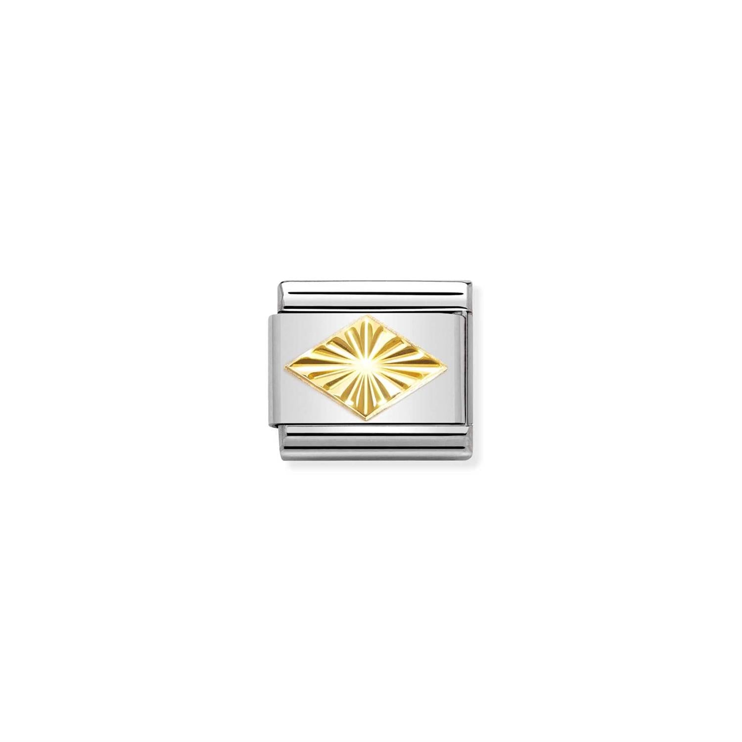 Diamond Coated Rhambus Link Charm - Silver
