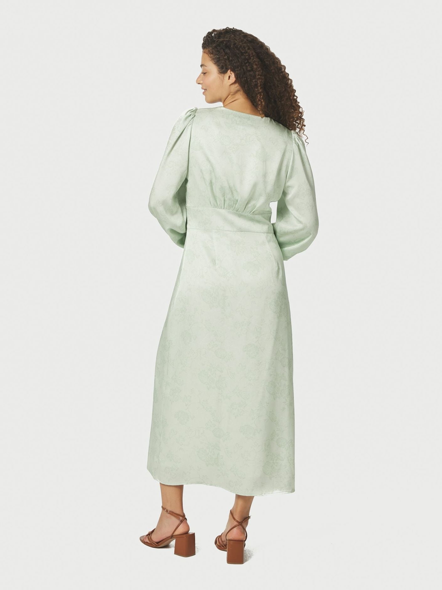 Alto Pattern Sateen Dress Light Green - Sage