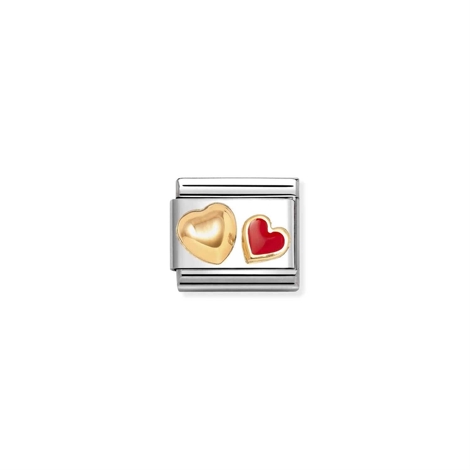 Red Heart Rounded Heart Charm - Silver