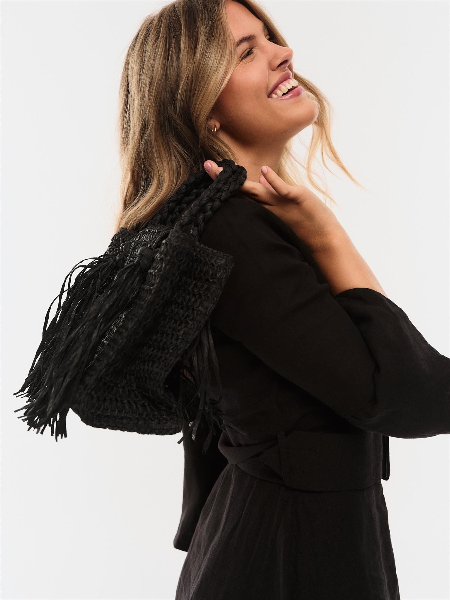 Sigrid Straw Bag Black - Black