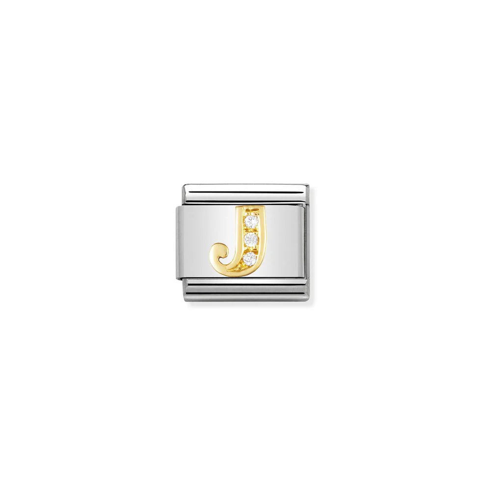Cubic Zirconia Letter J Gold - Silver