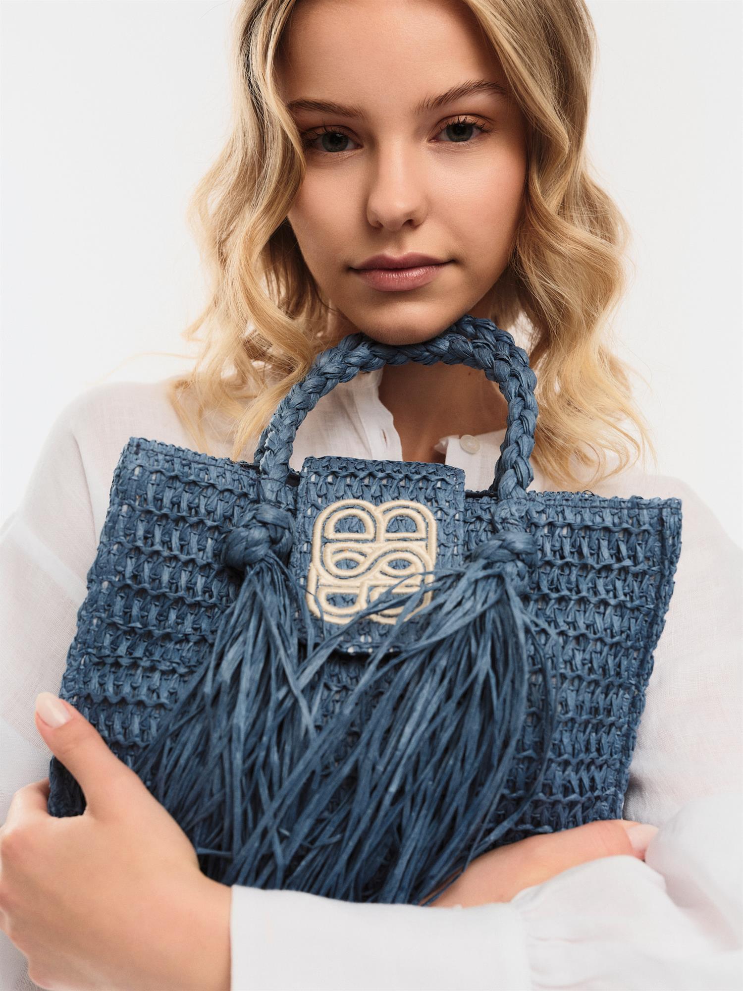 Sigrid Straw Bag Blue - Royal Blue
