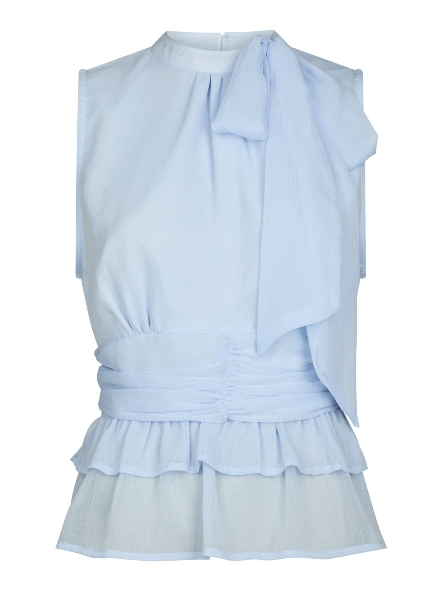 Ansol Solid Chiffon Top Light Blue - Sky Blue
