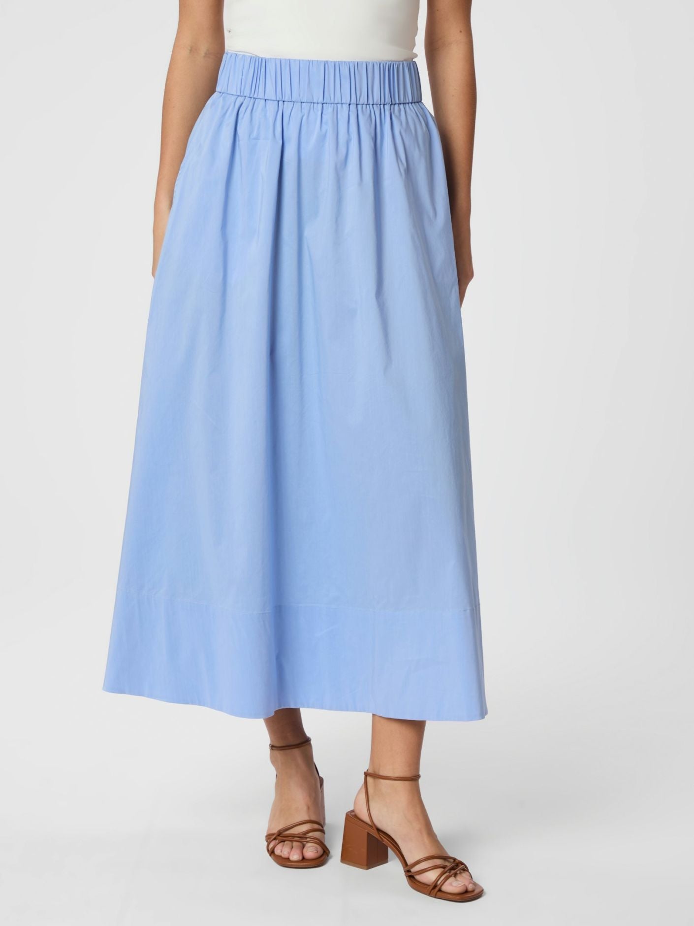 Yara Long Poplin Skirt Sky Blue - Sky Blue