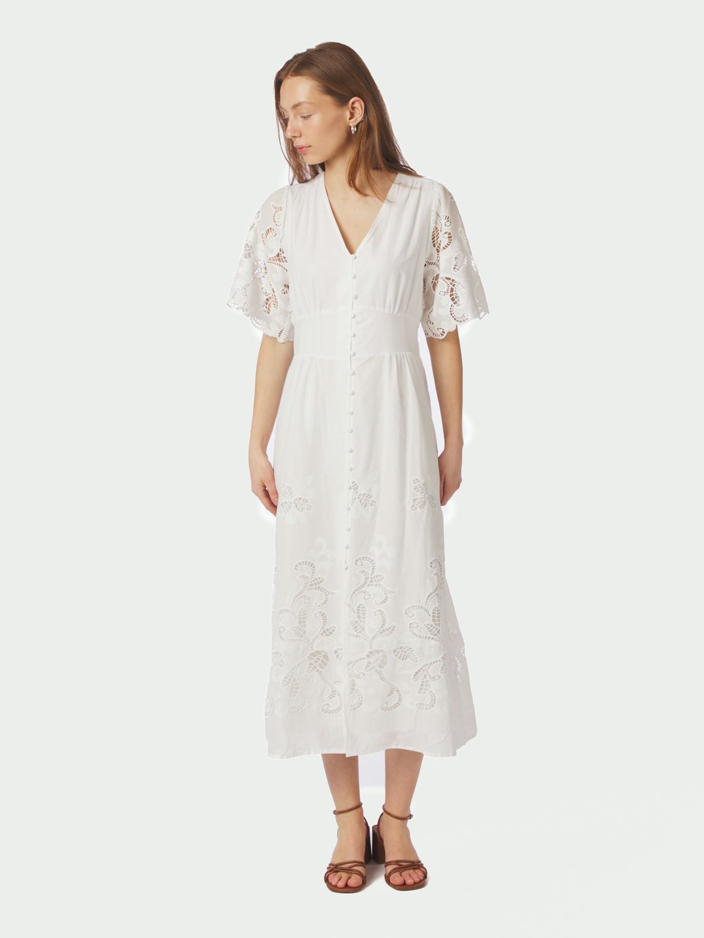 Lunette Emb Dress White - White