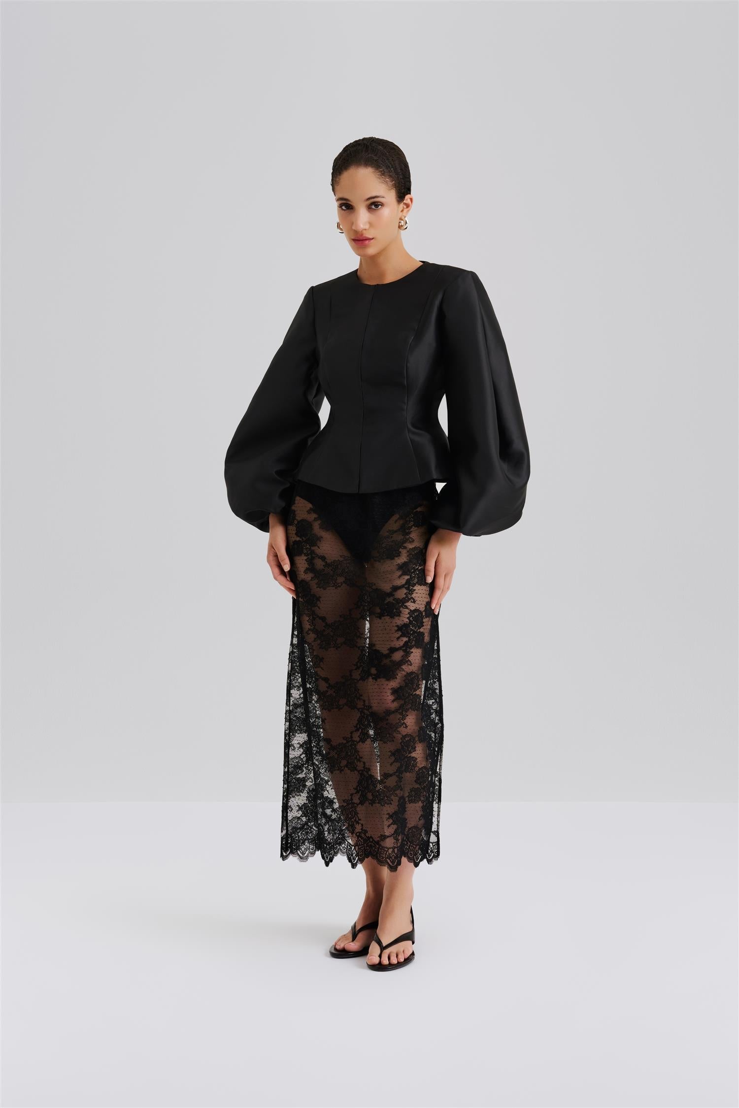Vendela Balloon Sleeve Blouse Black - Black