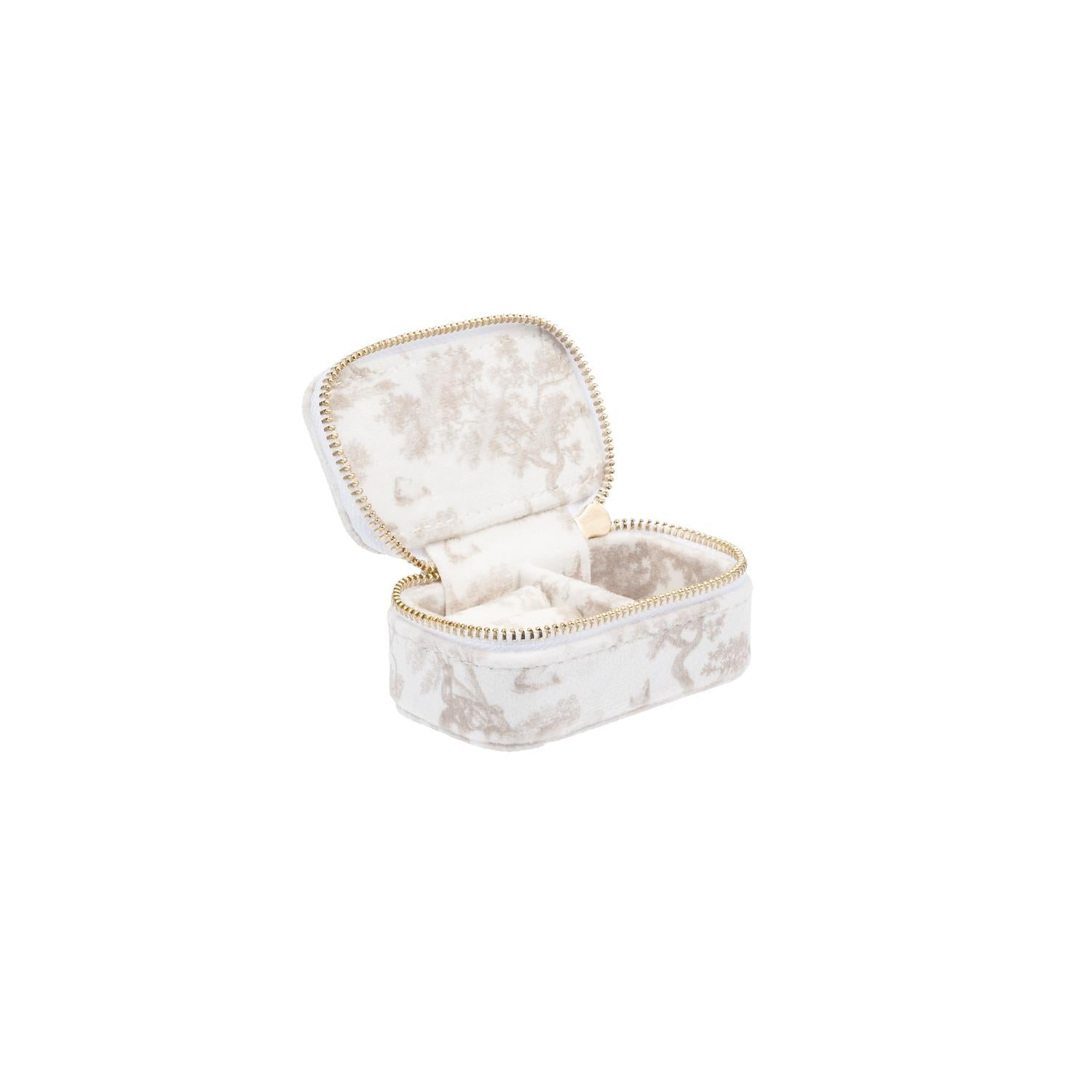 Velvet Jewellery Box Micro Sand Savannah Pattern - Beige