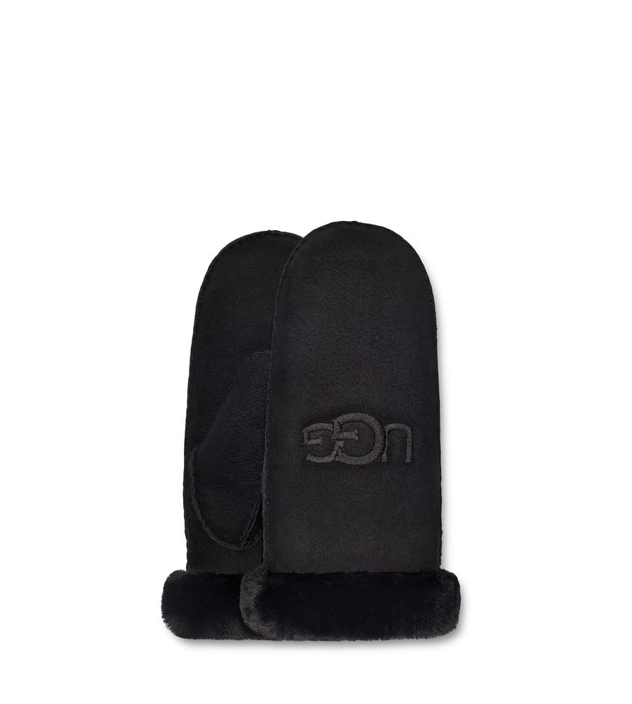 Shearling UGG Embroider Mitten Black - Black