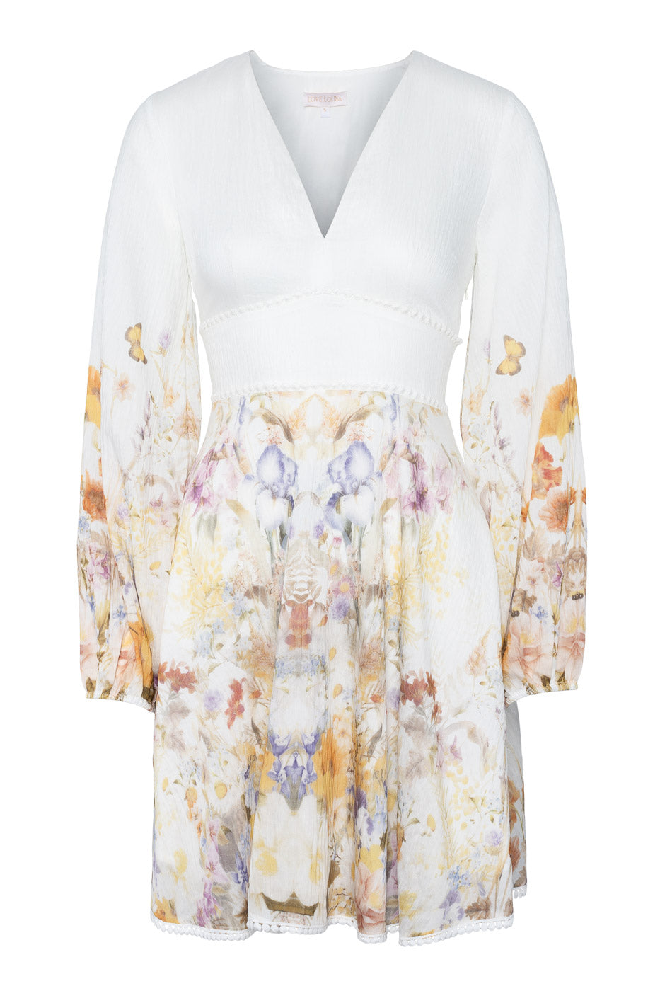 Freya Mini Dress Misty Garden - White