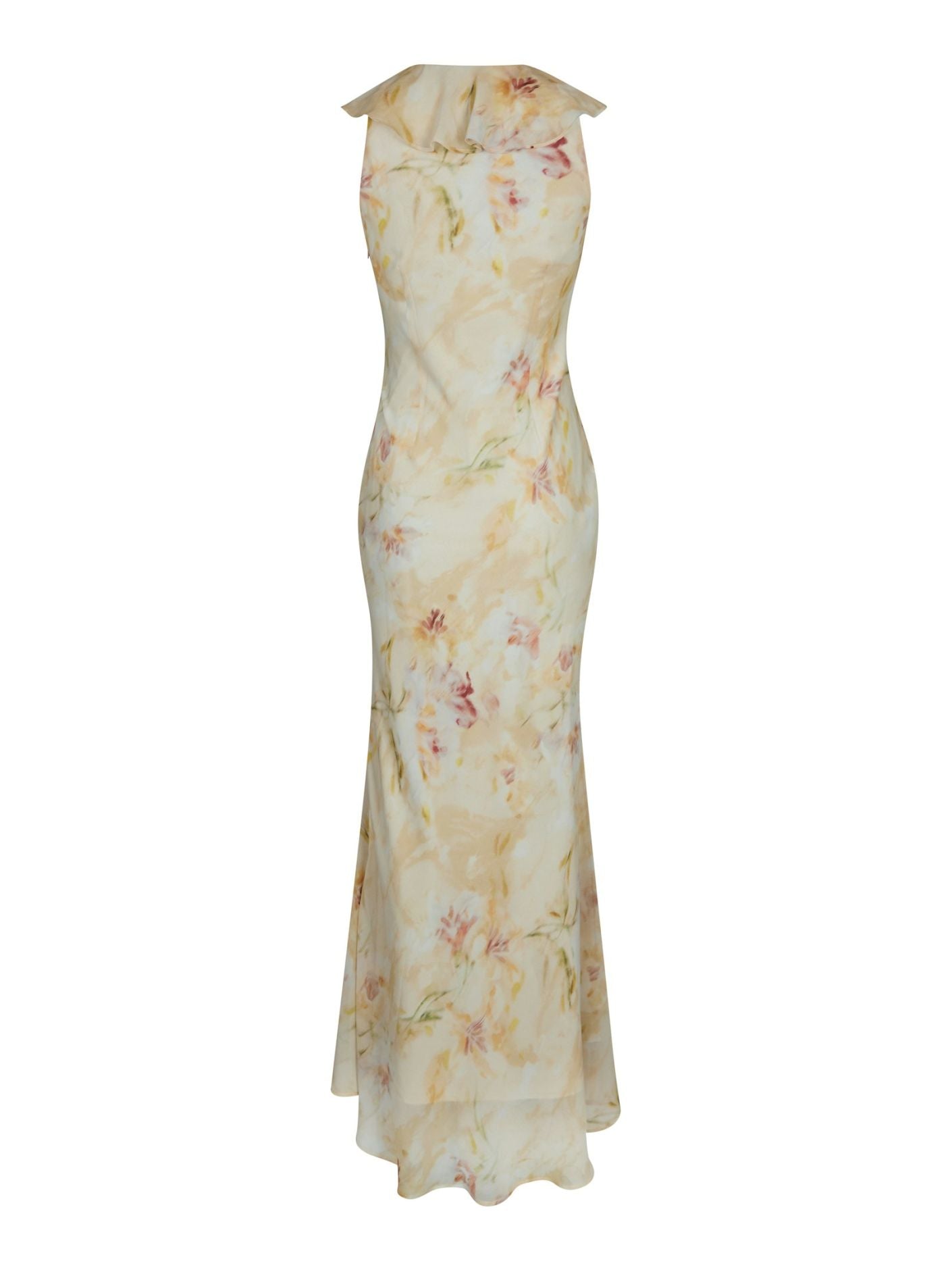 Zella Chiffon Print Dress Dusty Yellow - Beige