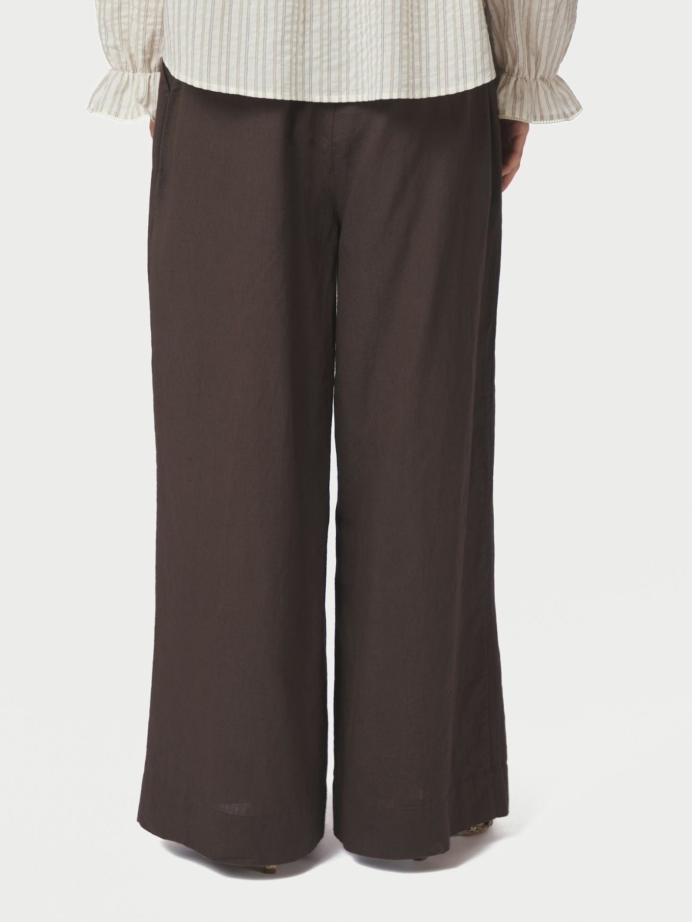 Heifa Linen Pants Dark Brown - Chocolate