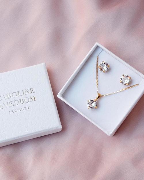 Classic Stud Earrings Gold Crystal - Gold