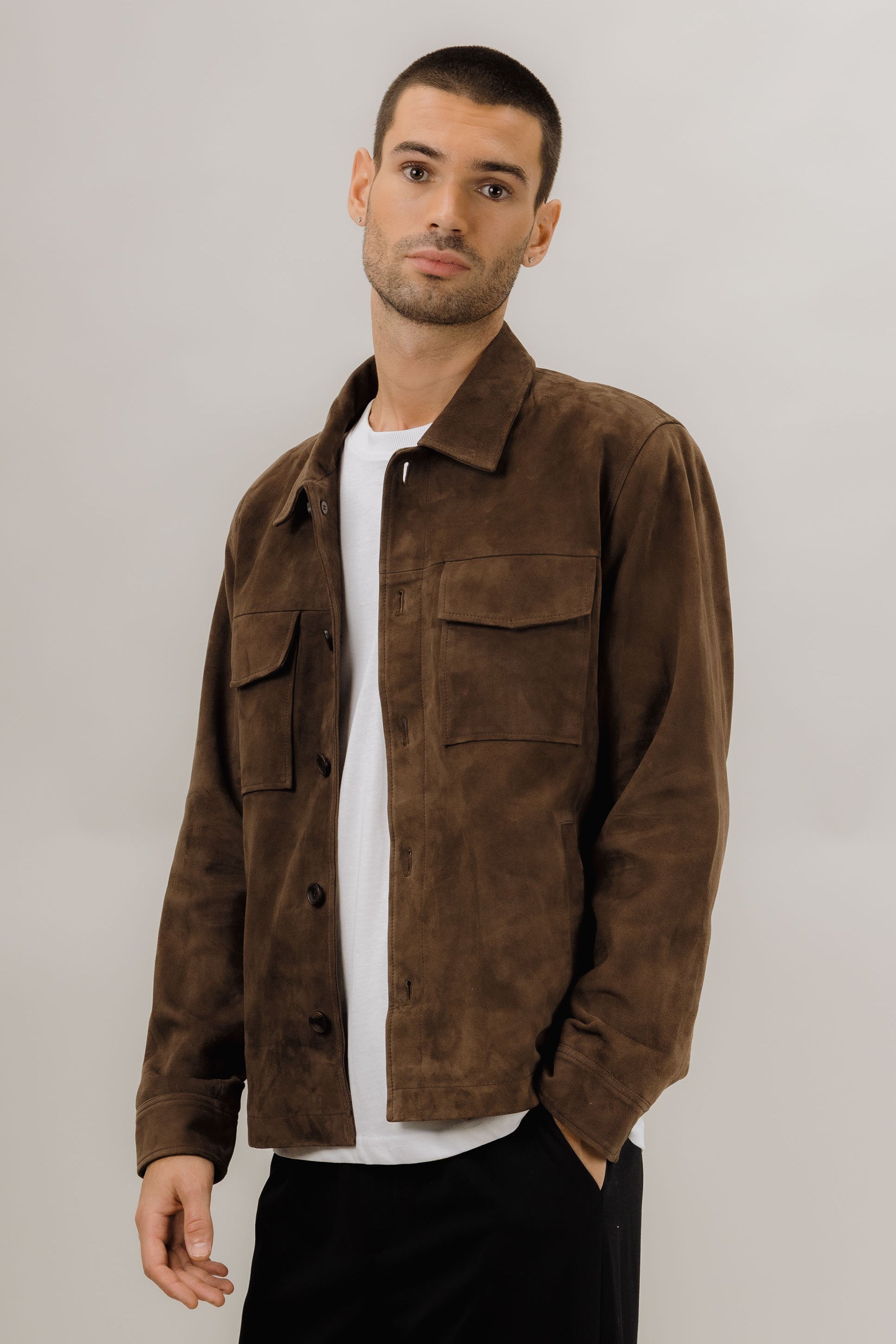 Cruz Suede Overshirt - Chocolate