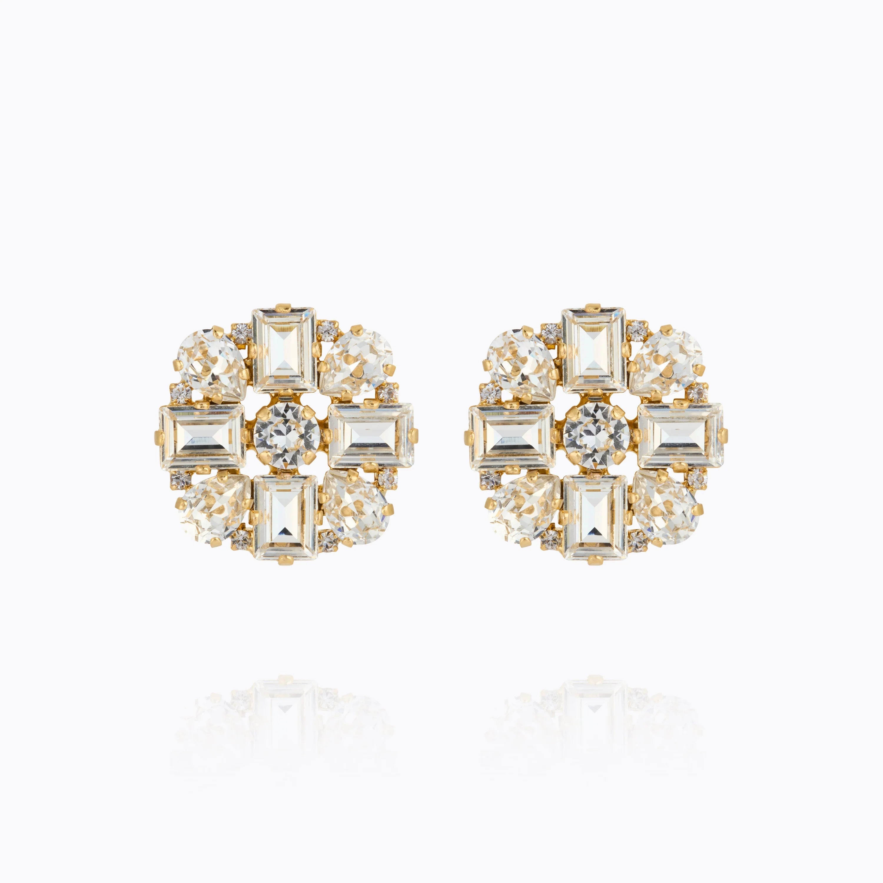 Diora Statement Earrings Gold Crystal - Gold