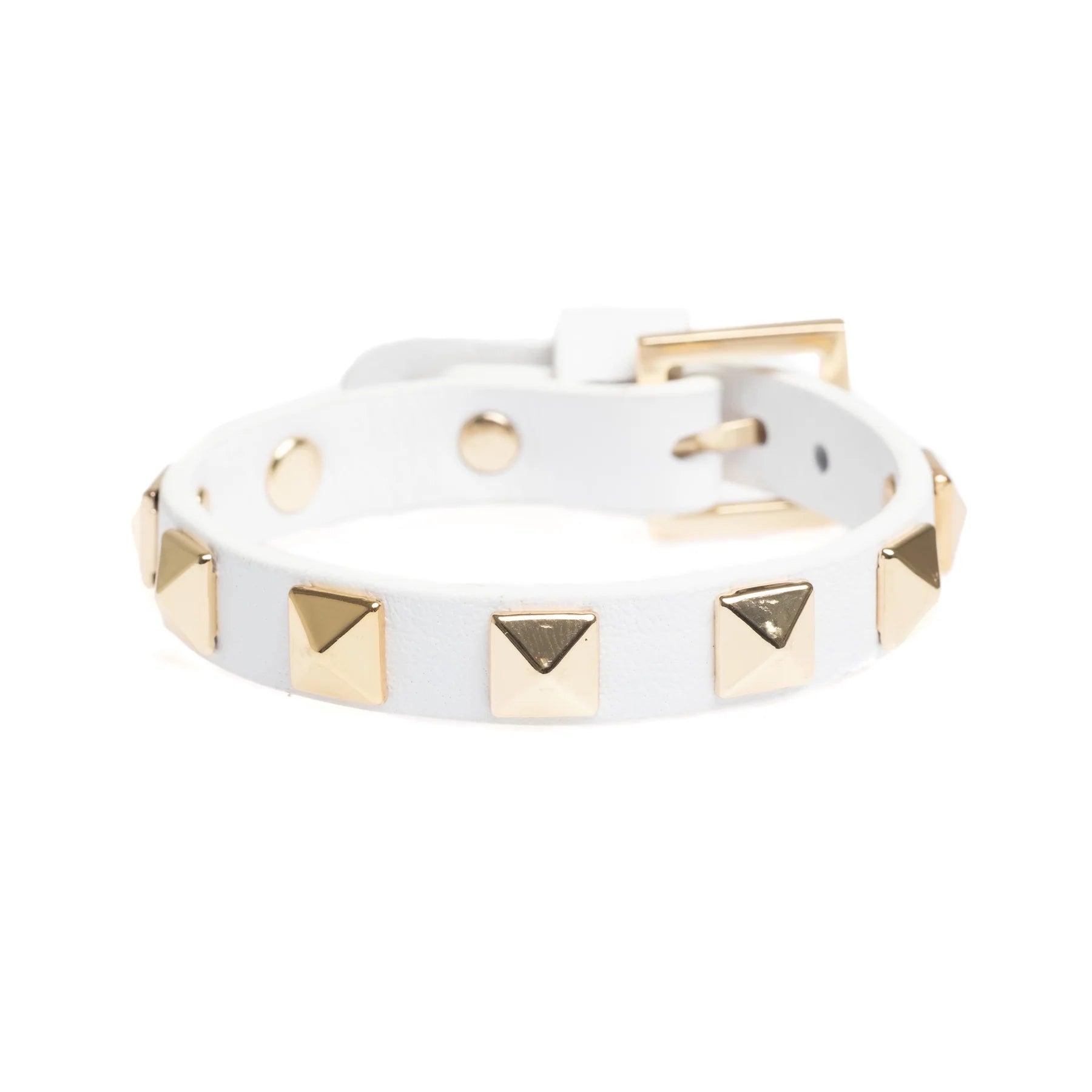 Leather Stud Bracelet White - White
