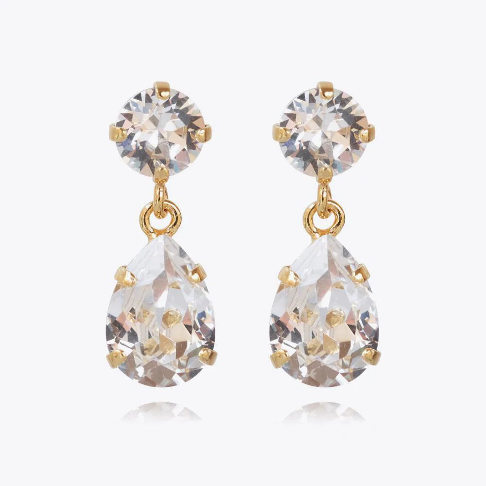 Mini Drop Earrings Gold Crystal - Gold