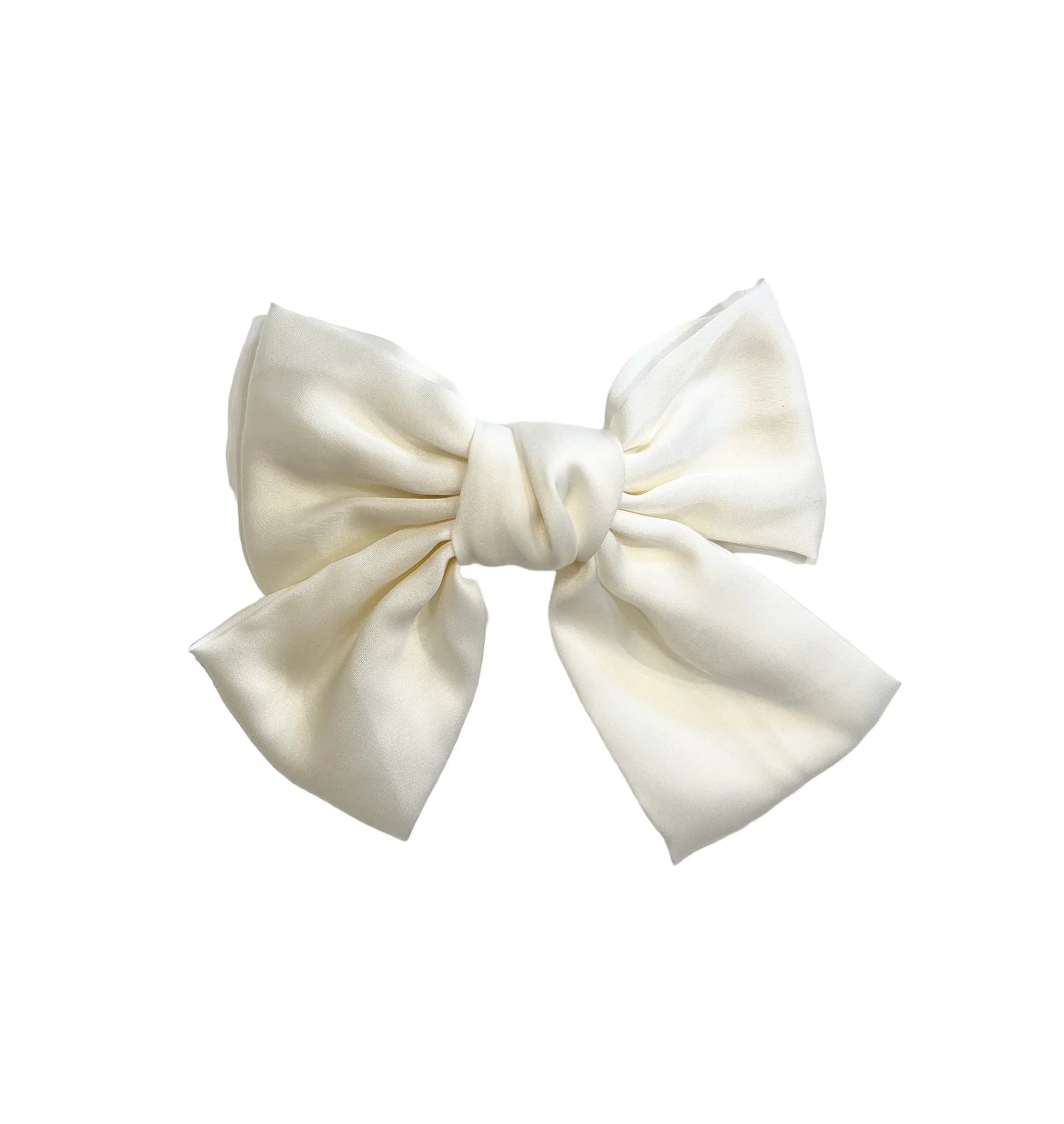 Satin Bow Hair Clip Off White - Off-White