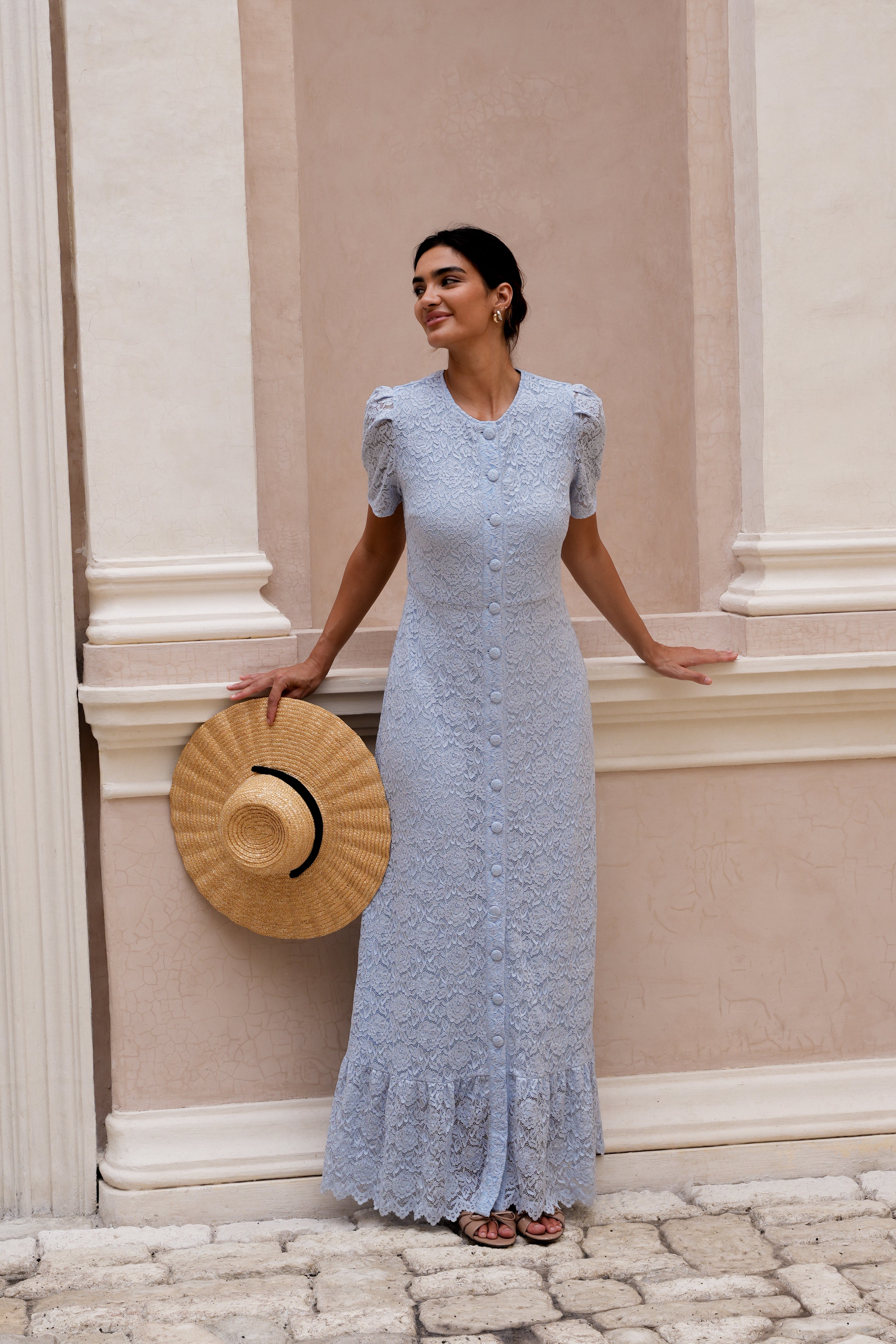 Stassie Maxi Dress Summerlace Sky - Sky Blue