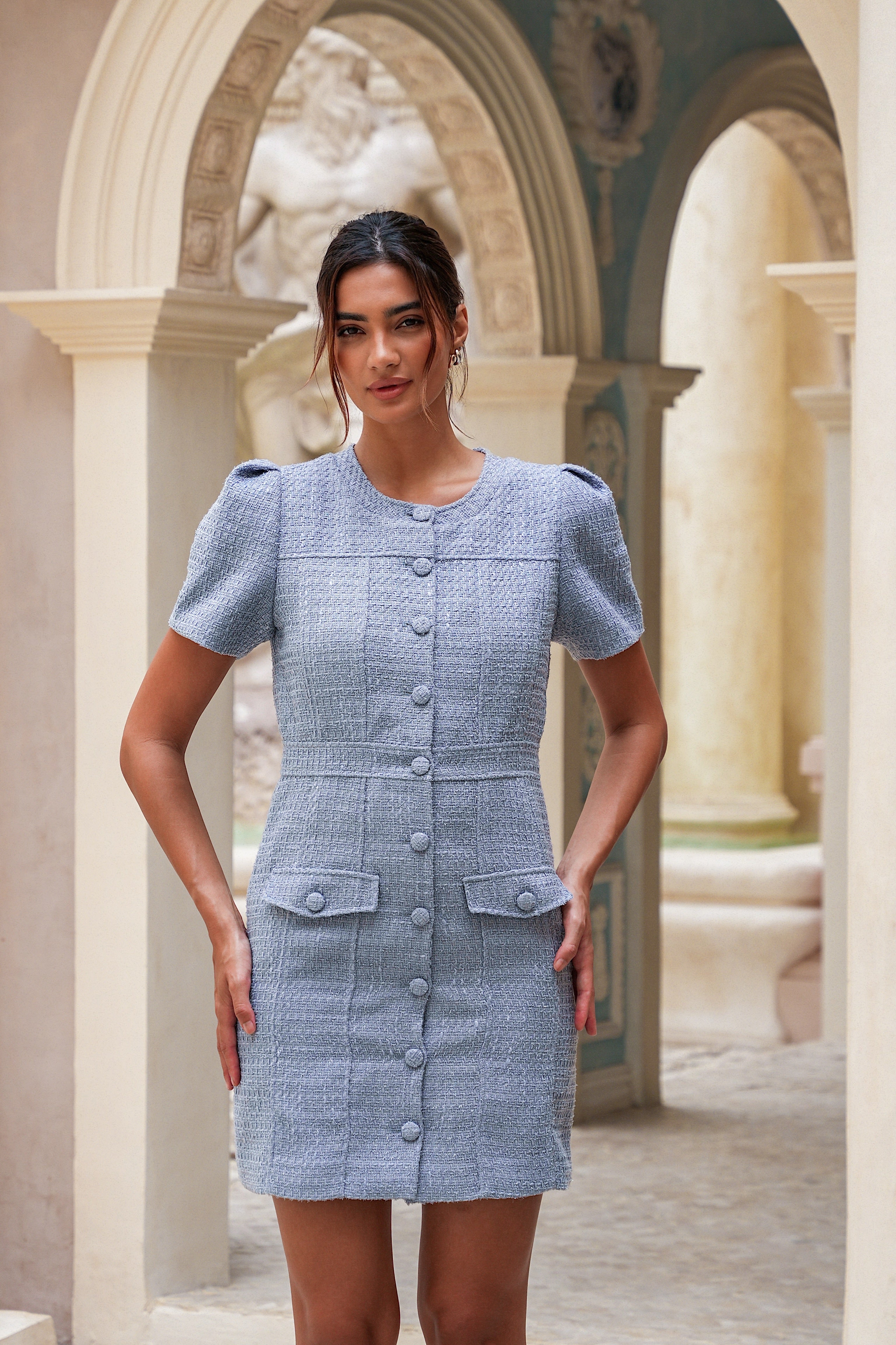 Stassie Mini Dress Blue - Sky Blue