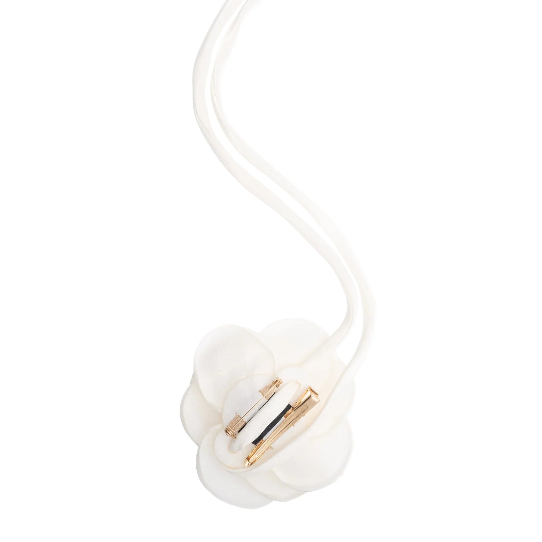 Satin Rose Brooch Off White - Off-White