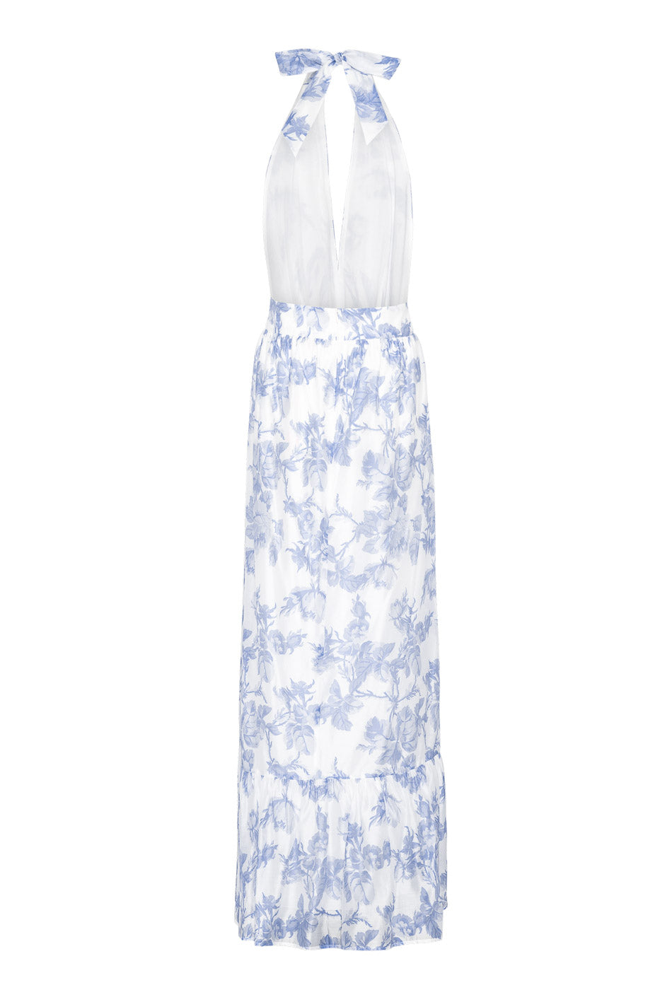Tulip Maxi Dress Bluebell Bliss - White