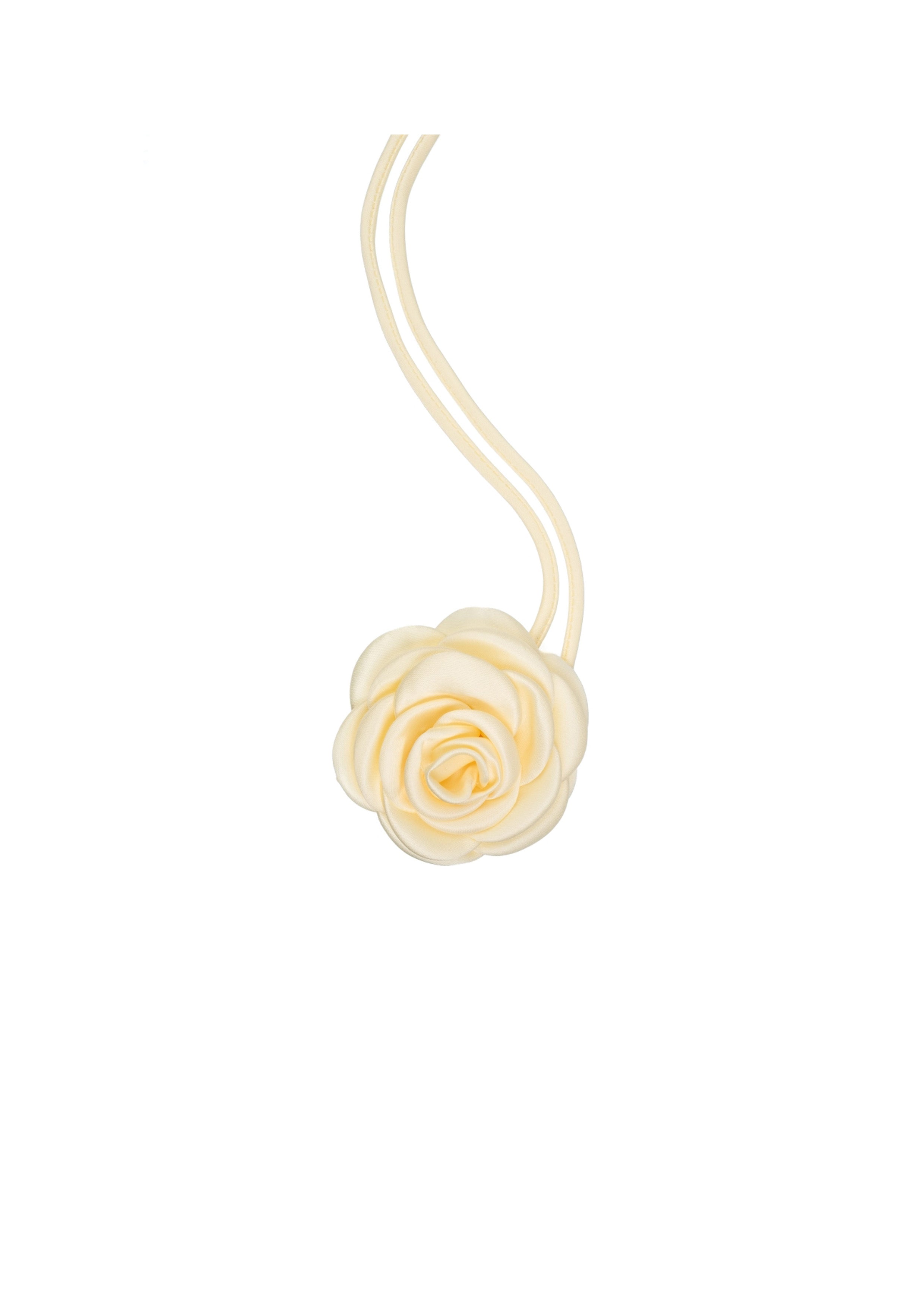 Satin Rose Brooch Pale Yellow - Cream