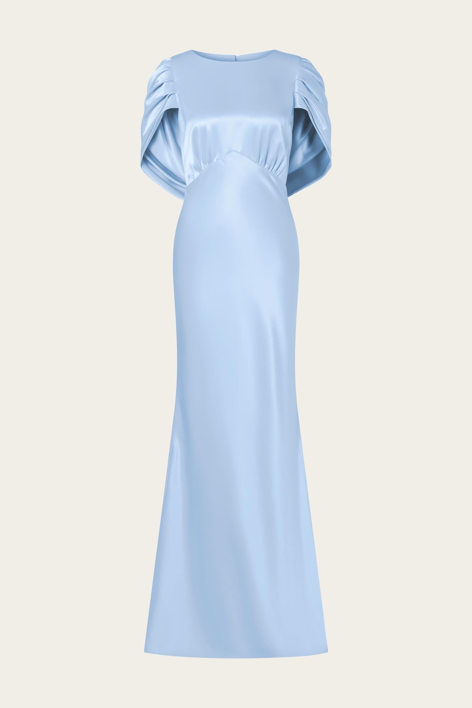 Louise Draped Back Maxi Dress Dusty Blue - Sky Blue